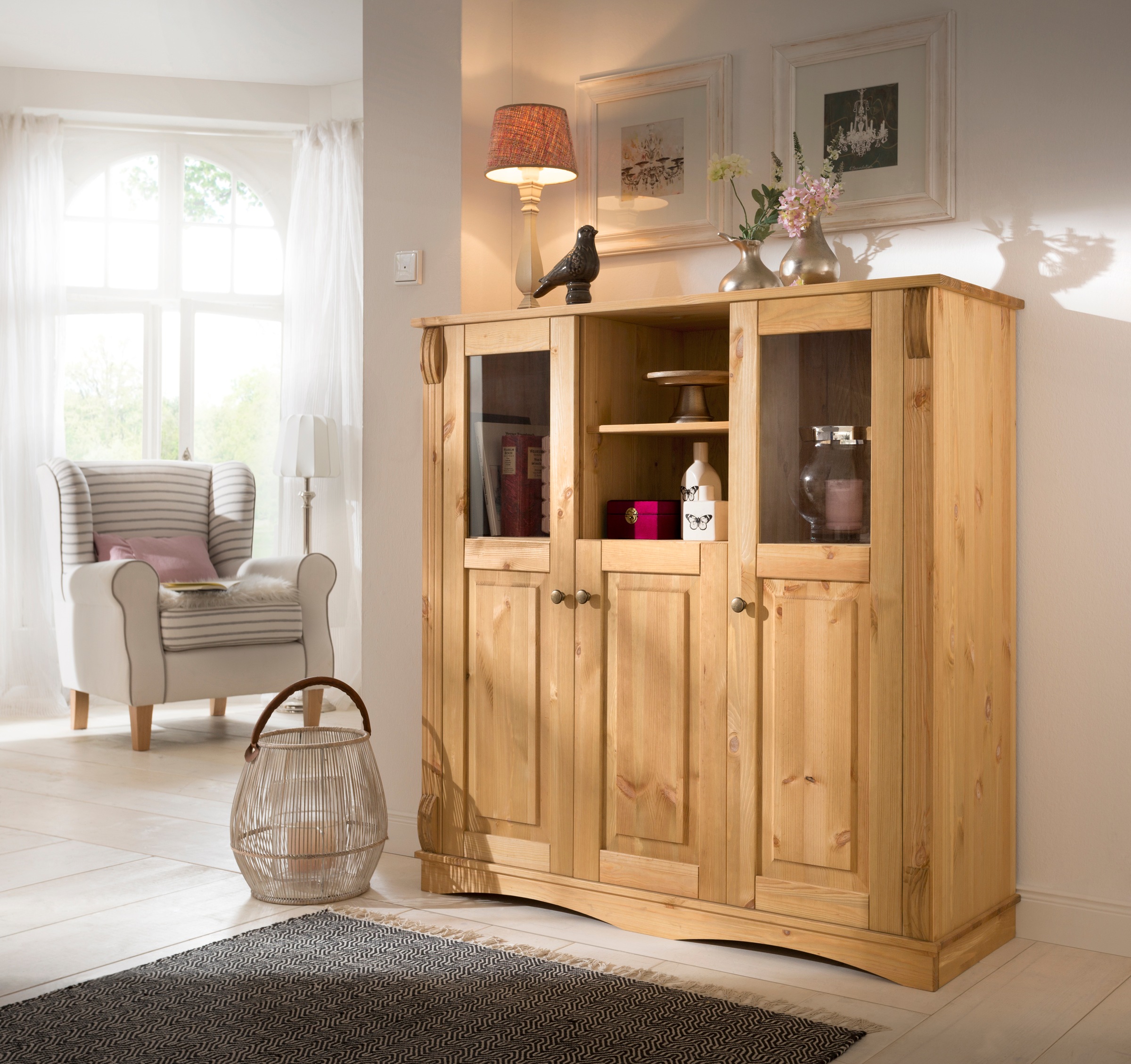 Home affaire Highboard »Teresa«, (Maße (B/T/H): 119/40/120 cm), Vitrine, Tü günstig online kaufen