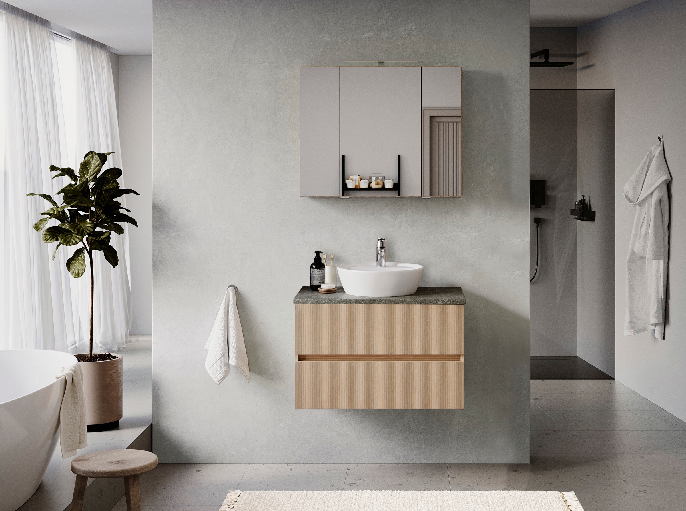 welltime Badmöbel-Set »EIXO, Set aus Spiegelschrank und Waschtisch inkl. Be günstig online kaufen