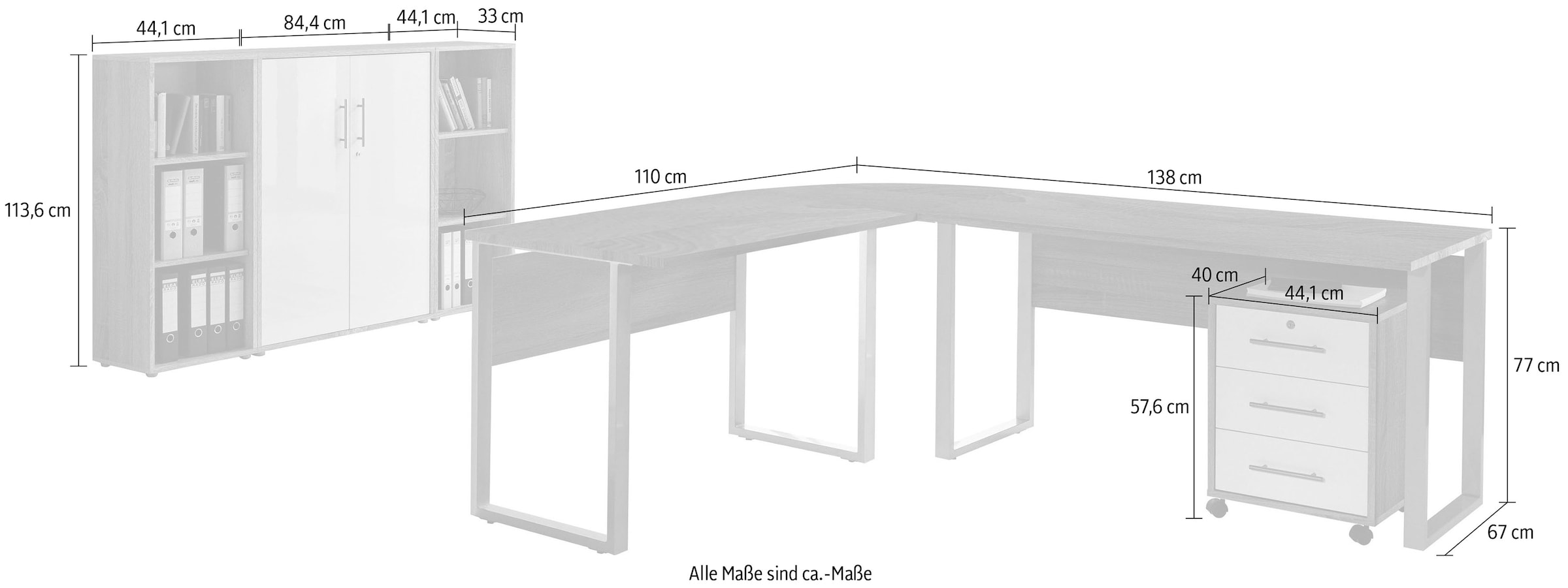 BMG Möbel Büromöbel-Set »Tabor Office«, (Set, 6 tlg.)