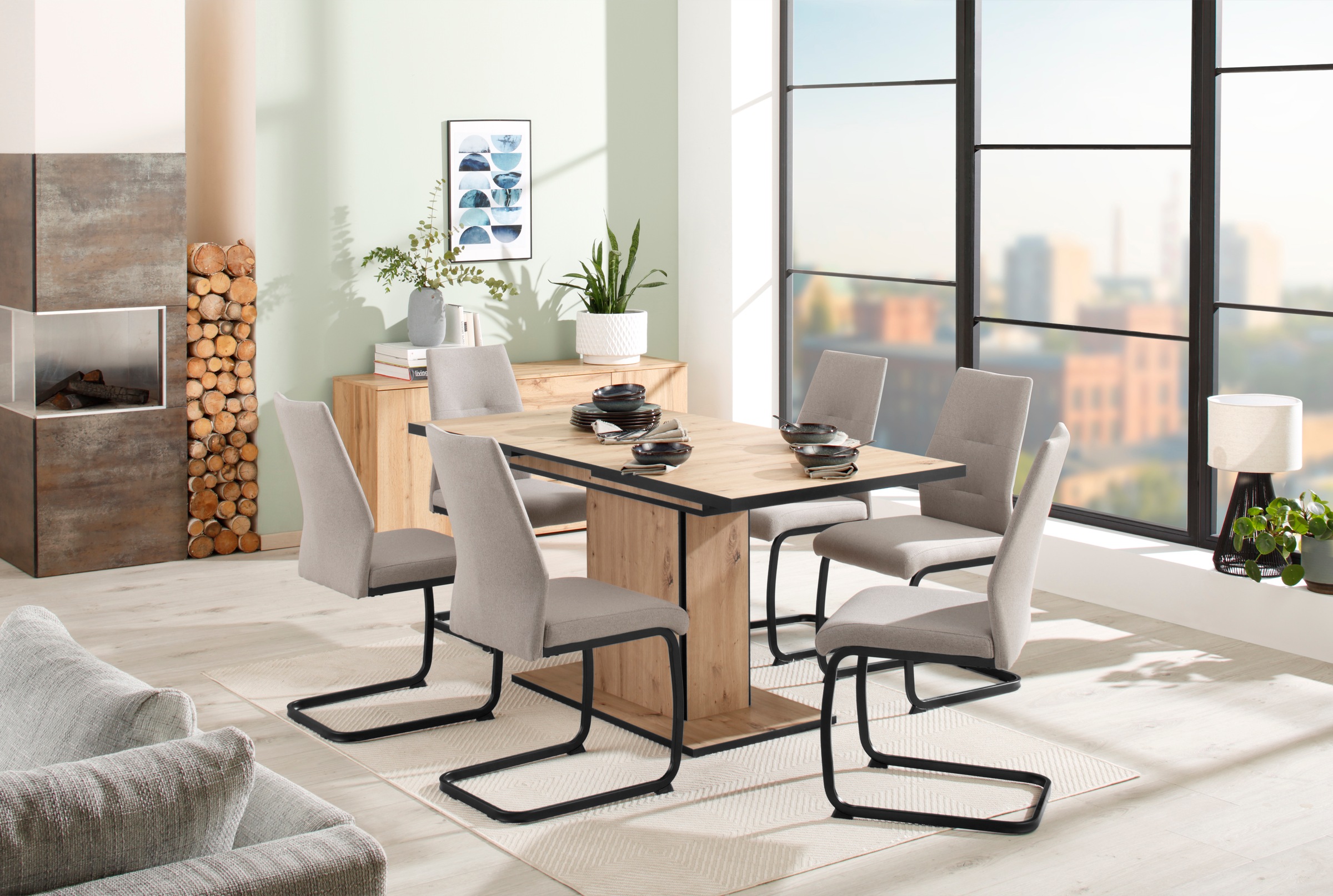 HELA Essgruppe »Ariana, Esstisch mit 6 Stühlen, ausziehbarer Küchentisch« S günstig online kaufen