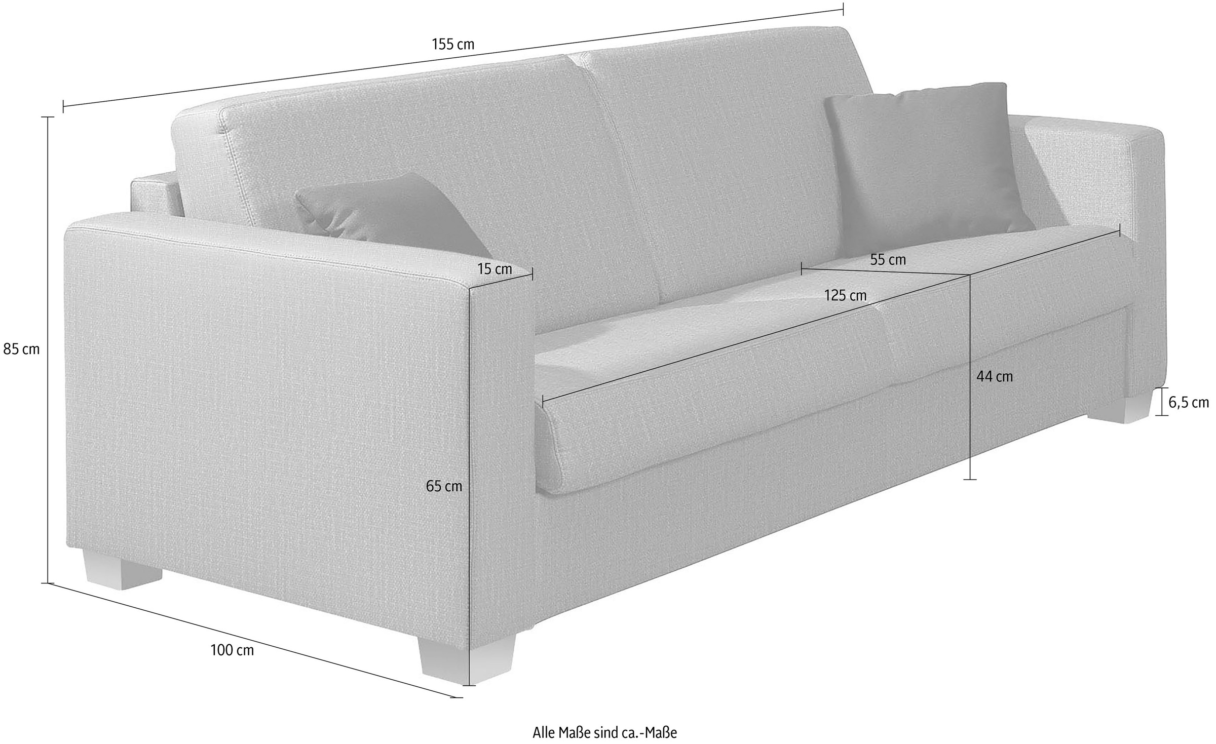 kaufen ADA echter 155 cm Rechnung Breite mit Ausklappen, auf Schlafsofa Kaltschaummatratze, »Verdi«, trendline zum