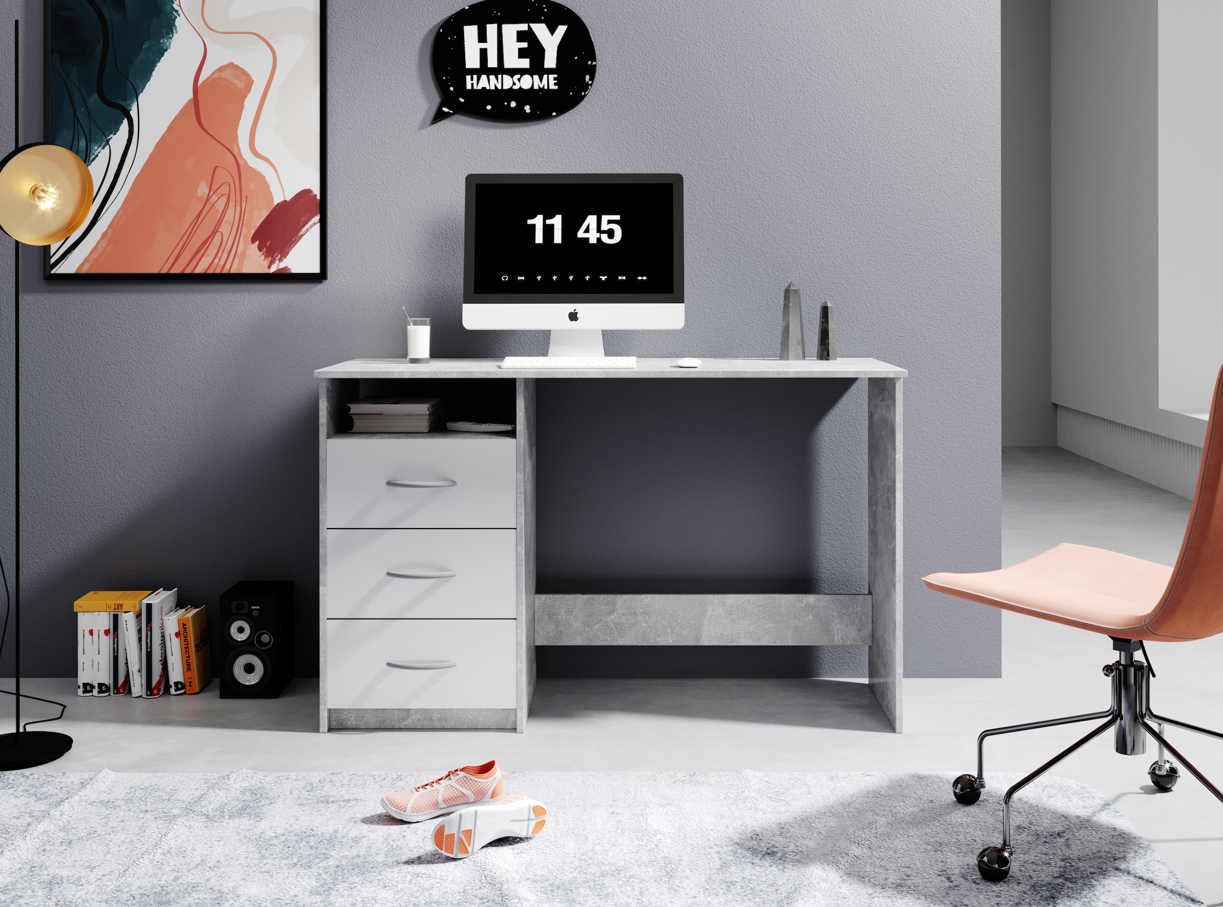 BEGA OFFICE Schreibtisch »Adria, Computertisch,«, Schubkästen rechts oder links montierbar, Breite 123 cm