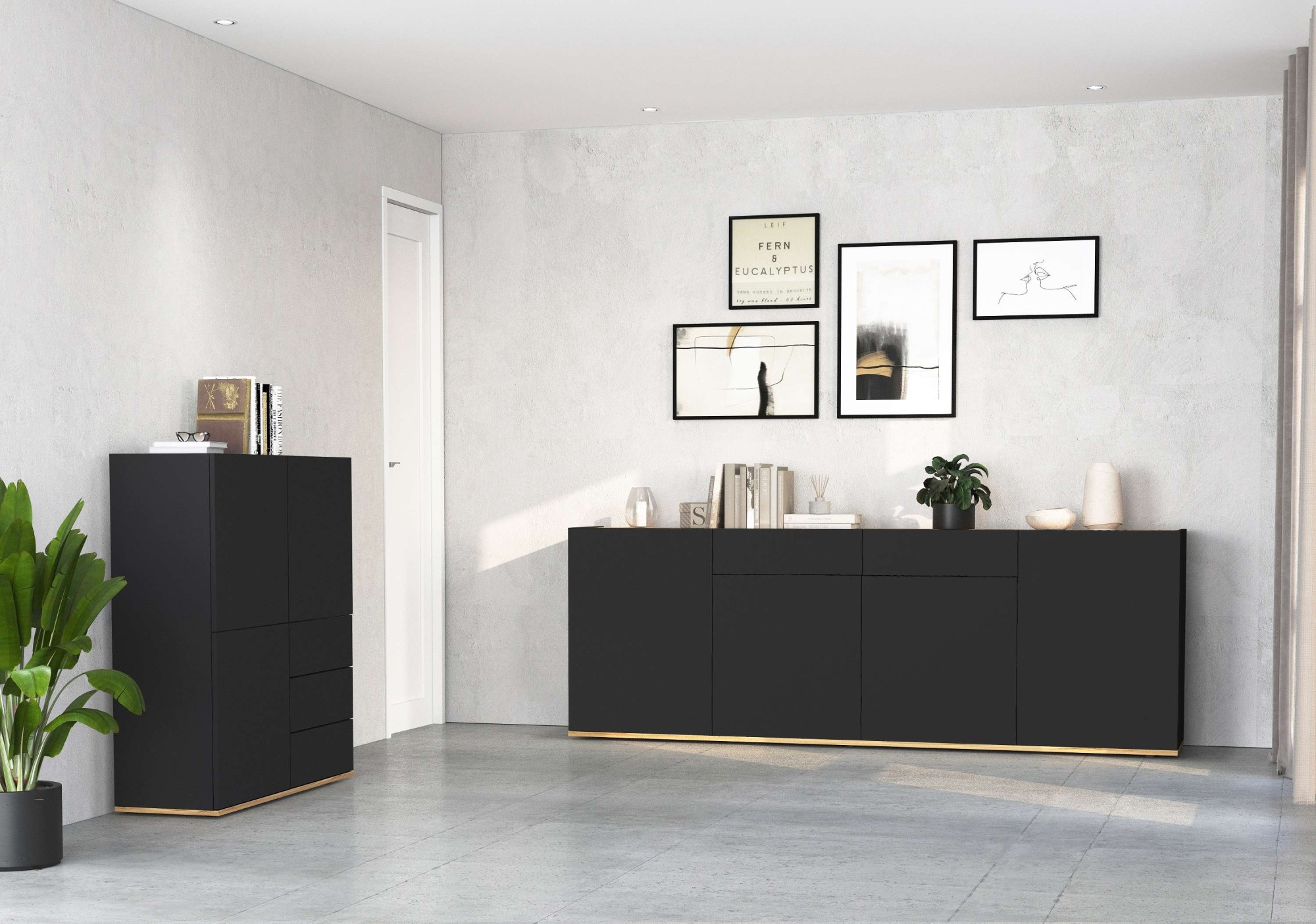 INOSIGN Sideboard »GARDA Sideboard,Kommode, Schrank, Kredenz Grifflos mit Push to Open«, (1 St.), 4 Türen, 2 Schubladen, grifflos Breite 200 cm
