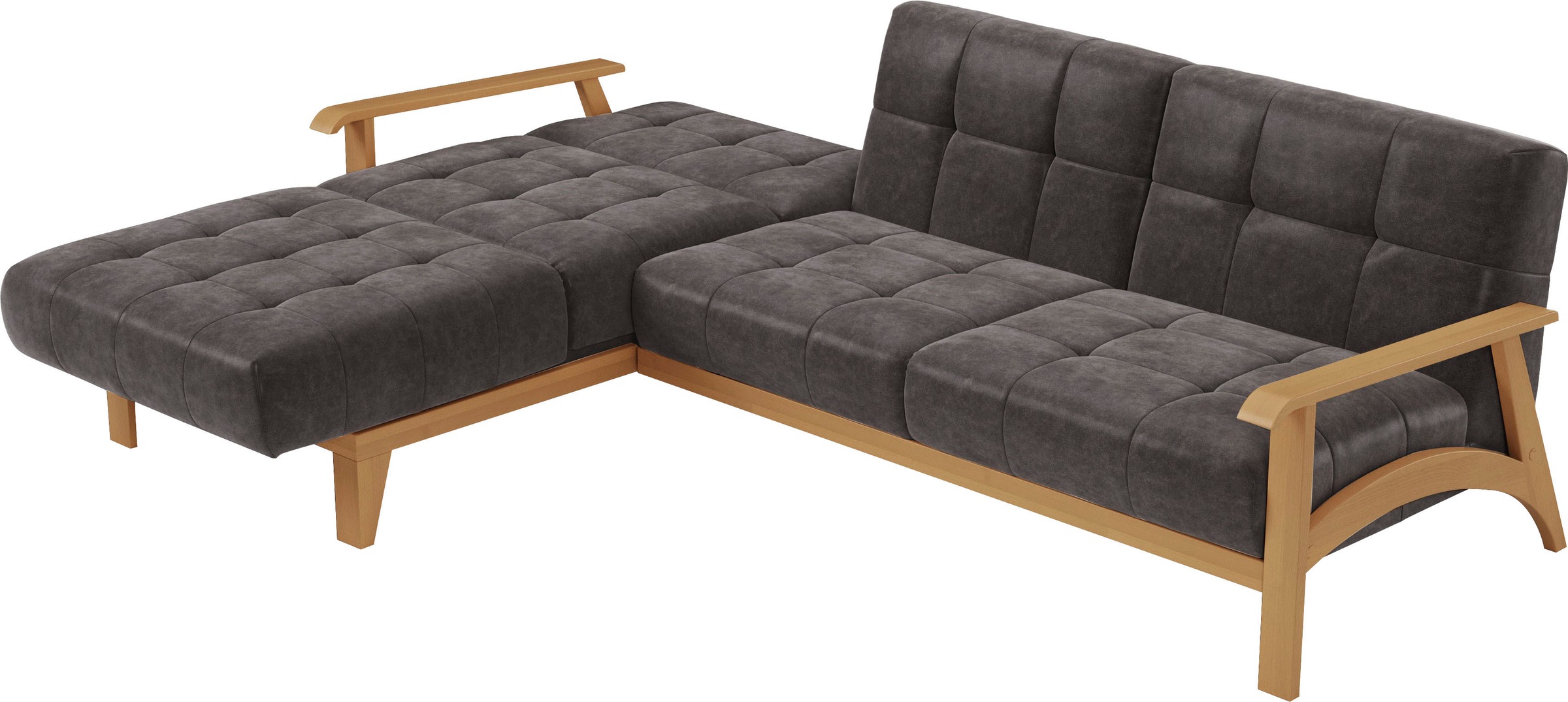 sit&more Ecksofa »Billund L-Form«, Armlehnen aus eichefarbigem Buchenholz, verschiedene Bezüge und Farben