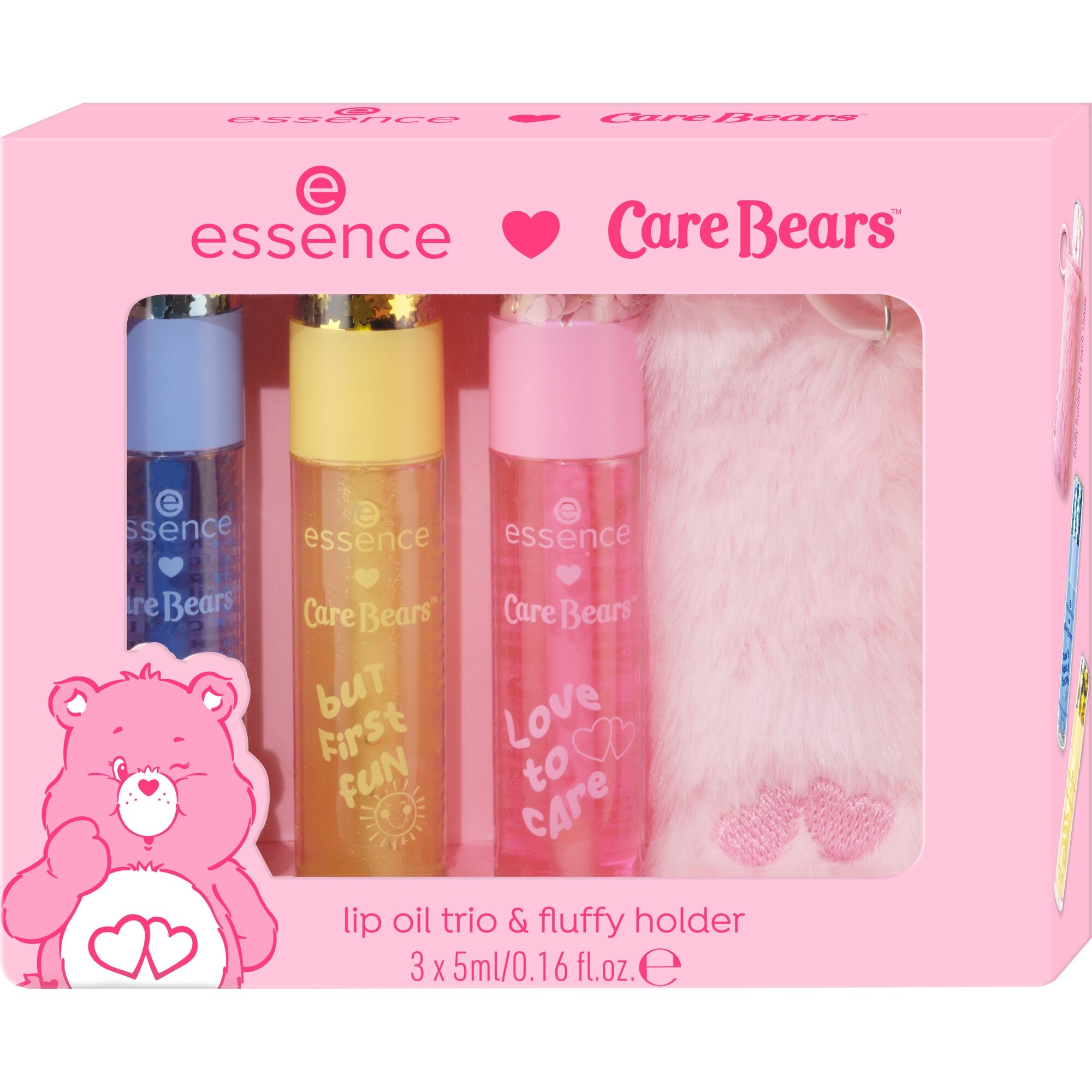 Essence Lipgloss »Care Bears lip oil trio & fluffy holder«