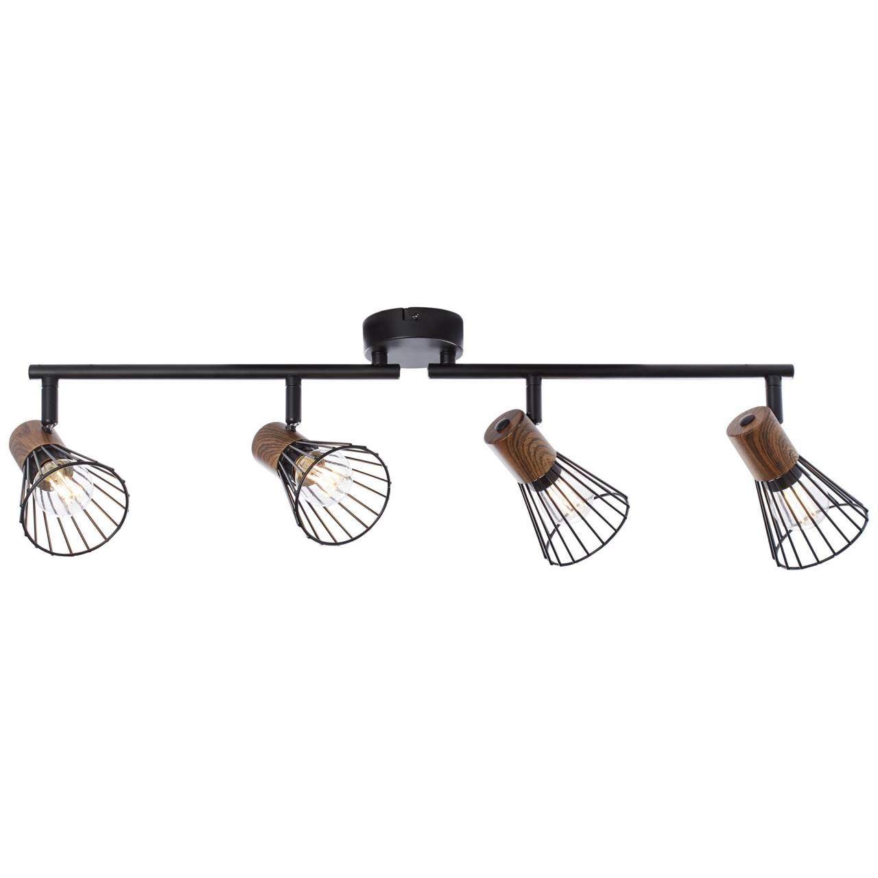 Brilliant Deckenstrahler »Manama«, 4 flammig, Leuchtmittel E14 | ohne Leuchtmittel, Spotrohr 4flg holz dunkel/schwarz matt