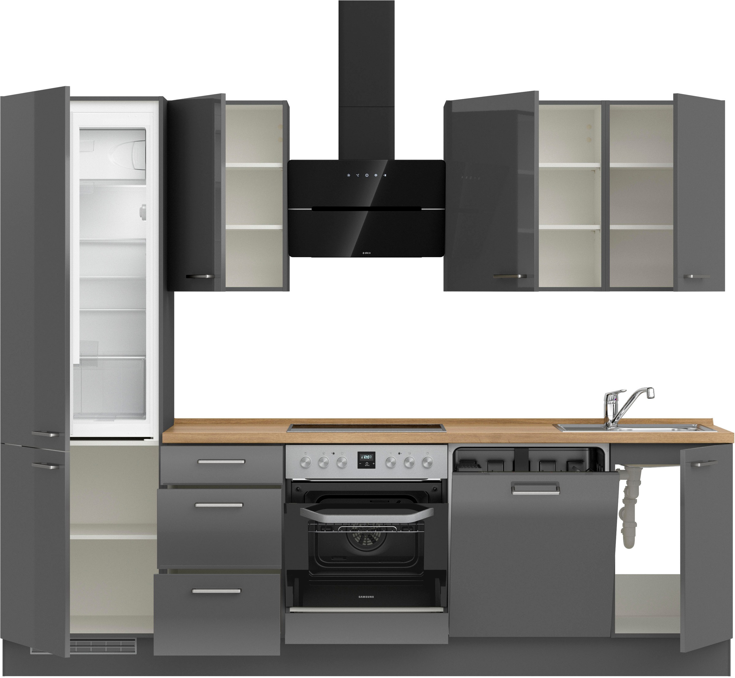 nobilia® Küchenzeile »"Flash II"« vormontiert, Ausrichtung wählbar, Breite 270 cm, wahlw. mit E-Geräten