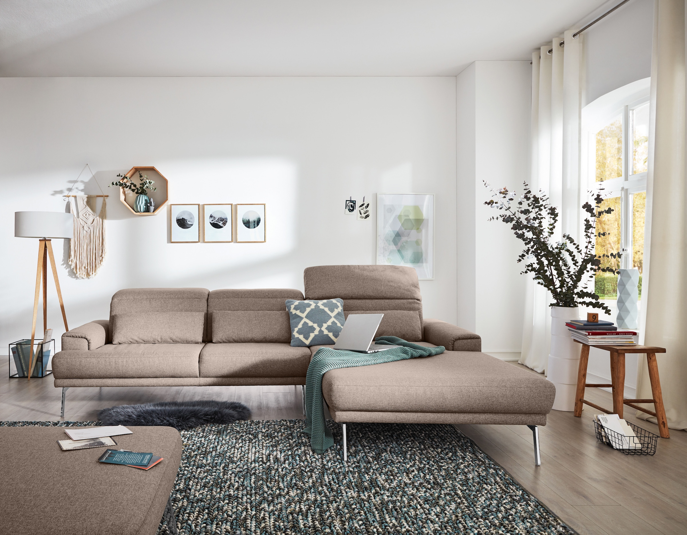 Musterring Ecksofa »MR 4580«, mit Kopf- und Sitztiefenverstellung, Metallfuß chrom, 288 x 193/220cm