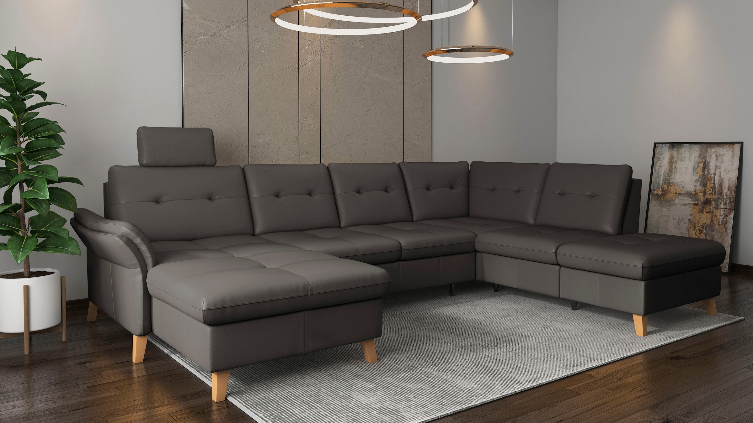 sit&more Wohnlandschaft »Göteborg«, inkl. Sitztiefenverstellung, wahlweise mit Bettfunktion & Bettkasten