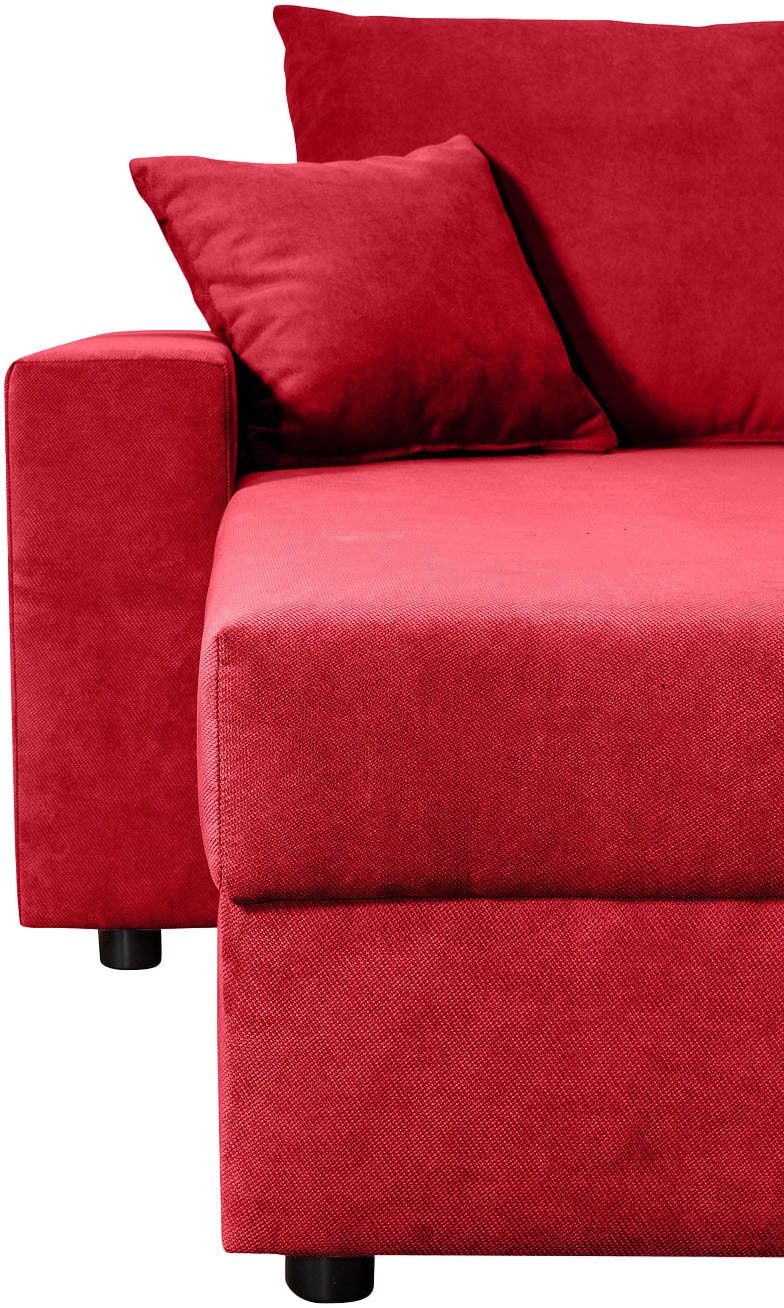 COLLECTION AB Wohnlandschaft »Pico U-Form, Breite 252, mit Schlaffunktion, Bettkasten & Zierkissen«, Liegefläche 117x220 cm