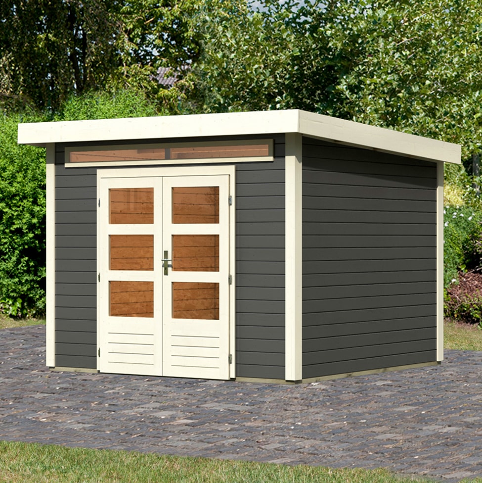 Karibu Gartenhaus »"Ammersee 4" rundum terragrau«, aus hochwertiger nordischer Fichte