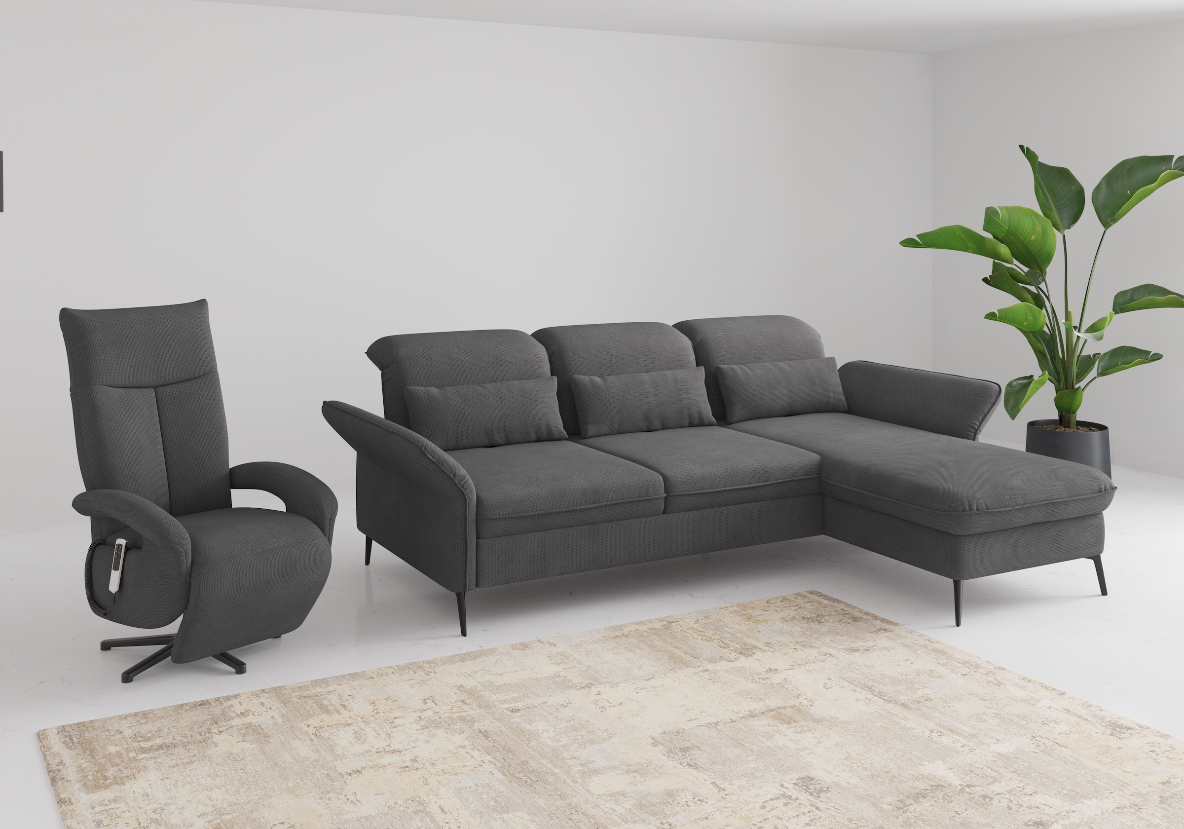 sit&more Ecksofa »Emely, inkl. Sitztiefenverstellung«, wahlweise mit Bettfunktion,Bettkasten,Kopf- & Armteilverstellung