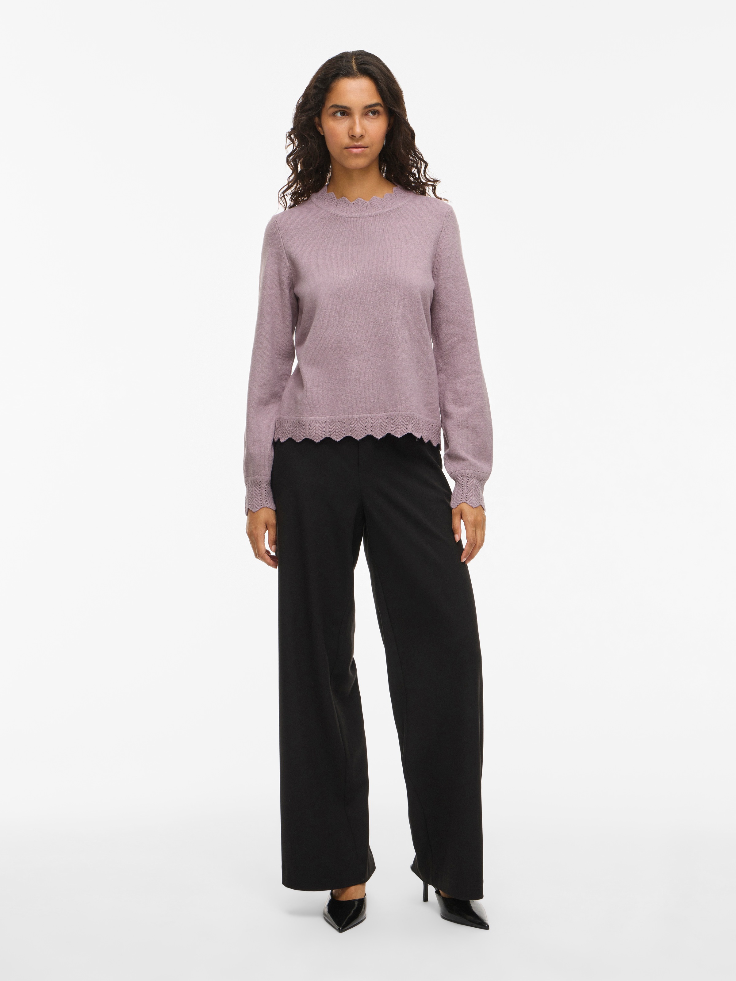 Vila Strickpullover »VINIKOLINA O-NECK L/S KNIT TOP - NOOS« Materialmix, regular fit