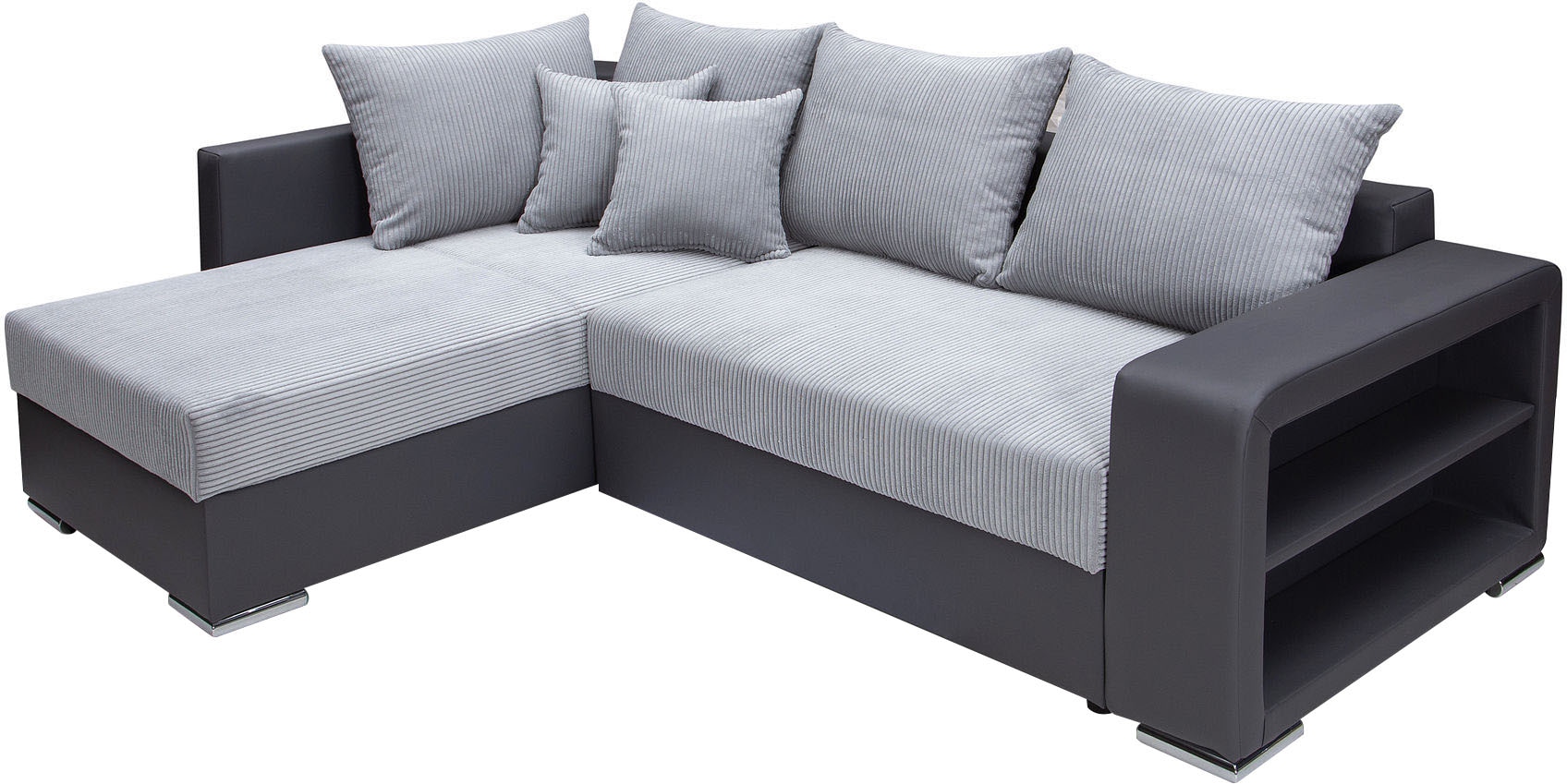 COLLECTION AB Ecksofa »John L-Form«, Regalarmlehne,Bettfunktion,Bettkasten,Ottomane beiseitig montierbar