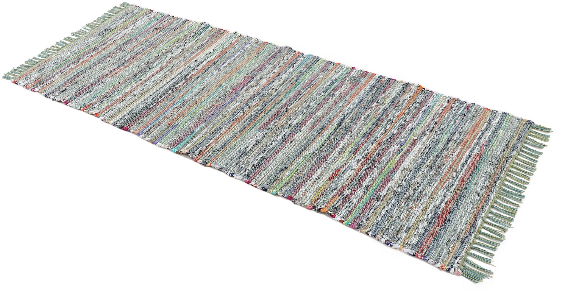 carpetfine Teppich »Kelim Chindi, Wendeteppich«, rechteckig, 6 mm Höhe, handgewebt, Fleckerlteppich mit Fransen, auch vielen in Läufergrößen