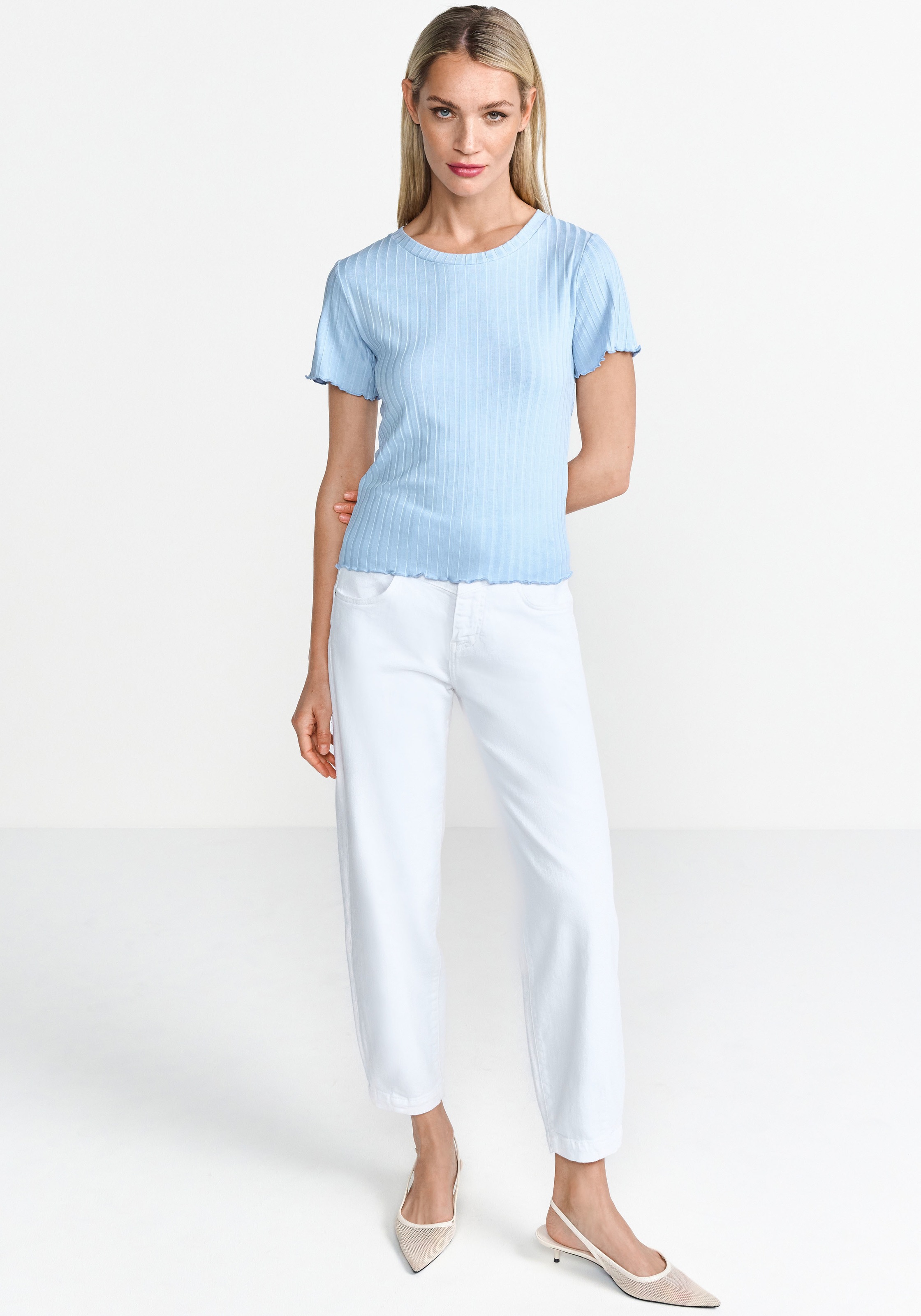 RICHROYAL Kurzarmshirt Mit gewelltem Saum an Rumpf und Ärmeln