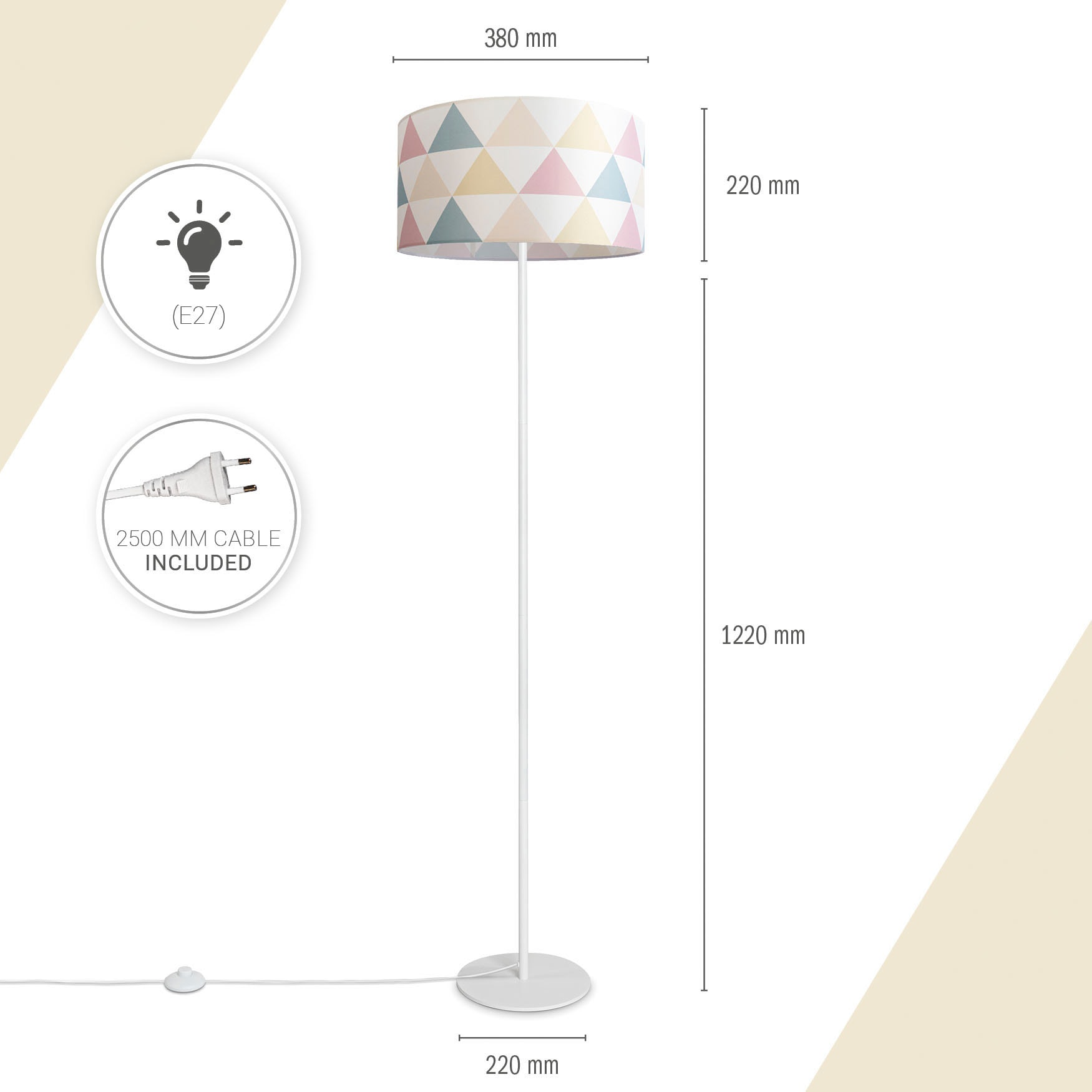 Paco Home Stehlampe online Dreieck Stoffschirm bestellen Textil Delta«, Standleuchte »Luca Stehlampe Wohnzimmer Bunt