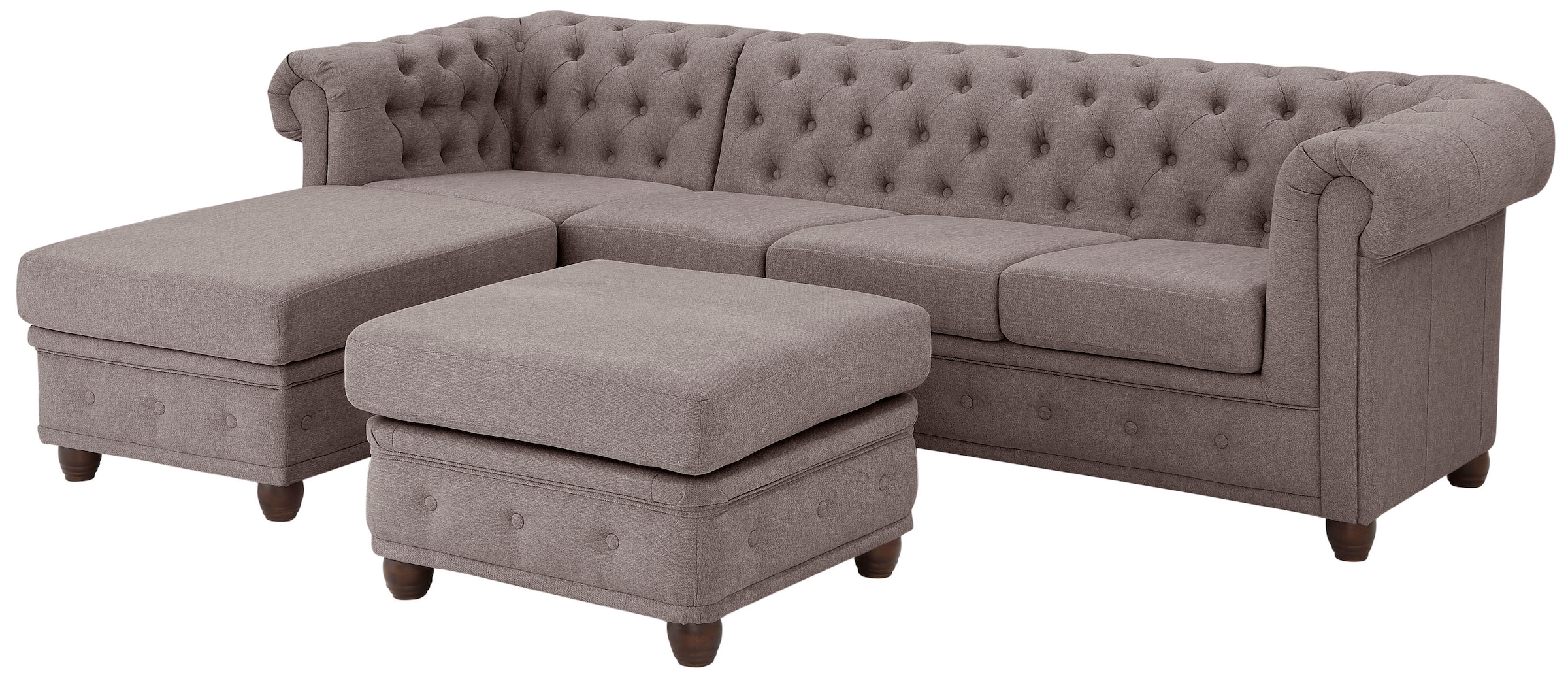 Home affaire Chesterfield-Sofa »New Castle L-Form«, hochwertige Knopfheftung in Chesterfield-Design, B/T/H: 255(171/72)