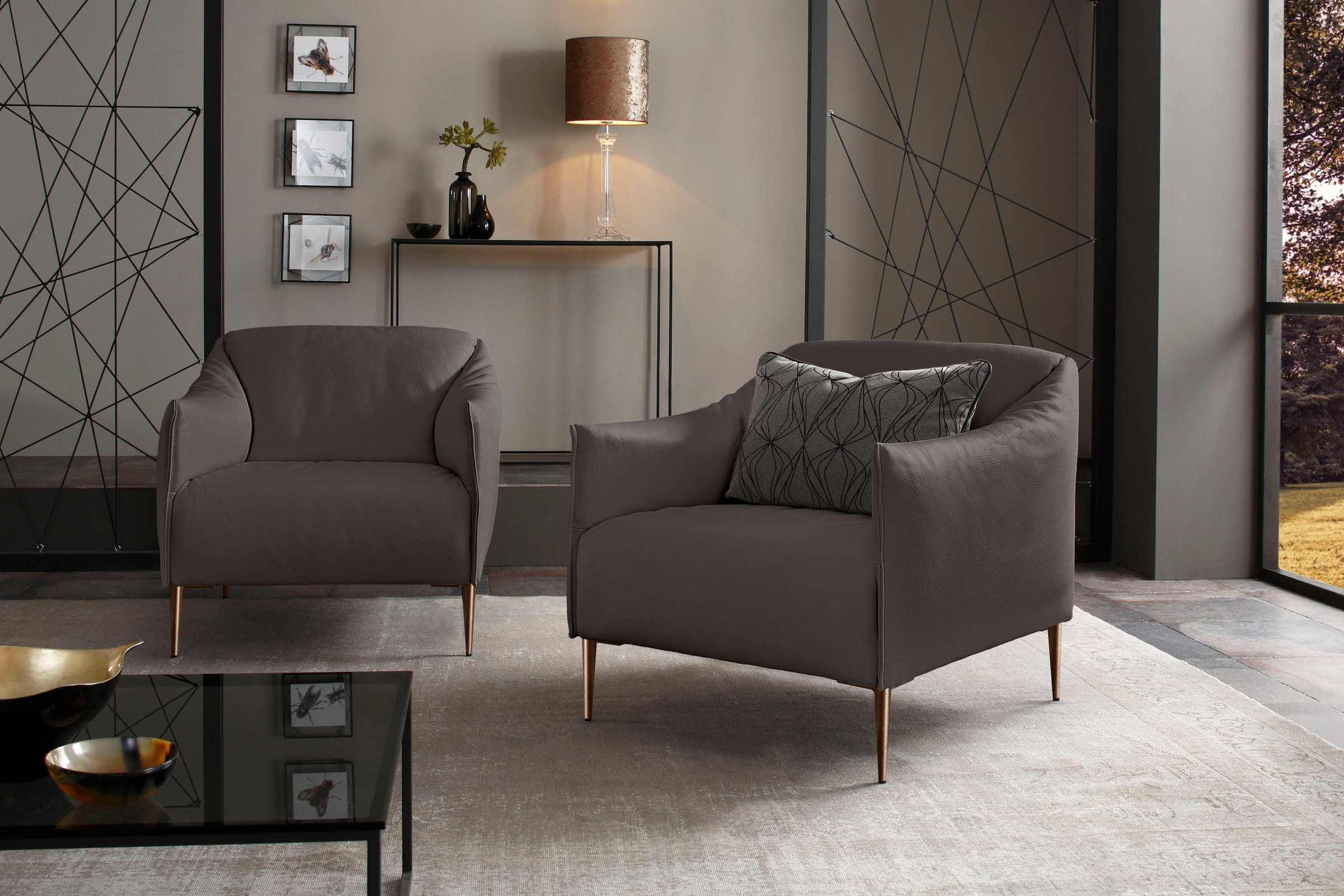 W.SCHILLIG Cocktailsessel »sally«, mit Metallfüßen in Bronze pulverbeschichtet