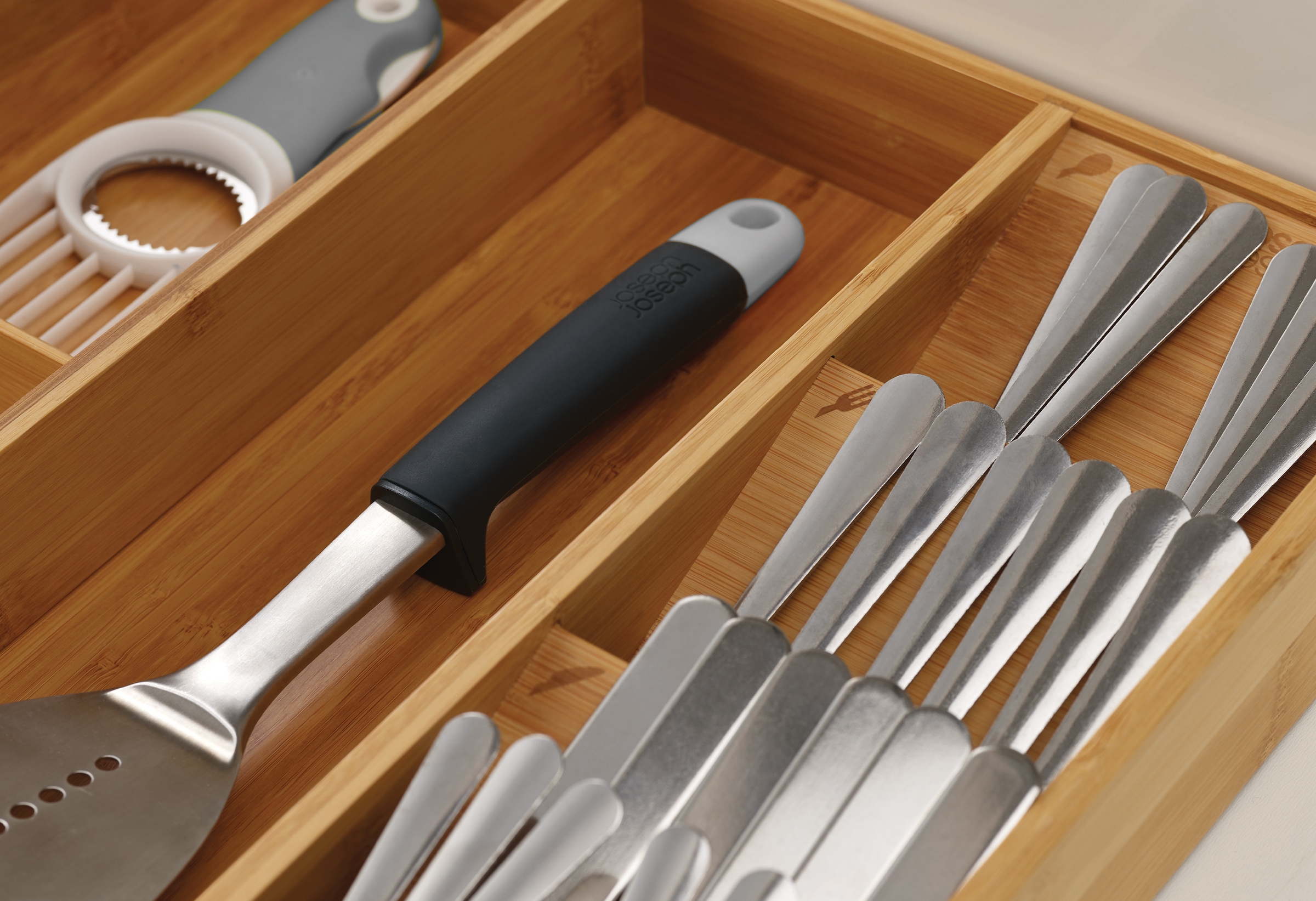Joseph Joseph Besteckkasten »DrawerStore Organizer«, Bambus, für Besteck, Küchenhelfer, Kochzubehör