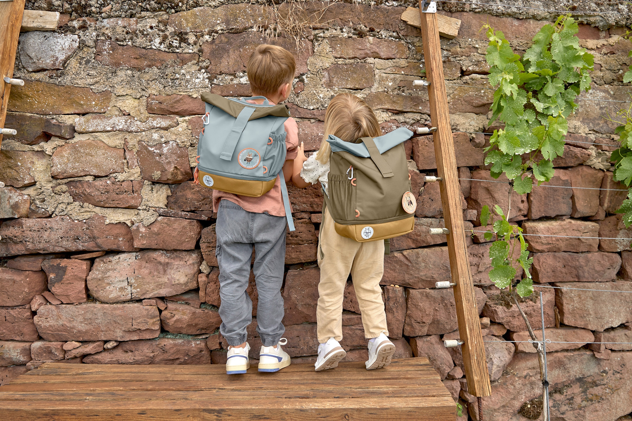 LÄSSIG Kinderrucksack »Nature, Mini Rolltop Backpack, Light Blue«, Reflektoren, aus recycelten PET-Flaschen