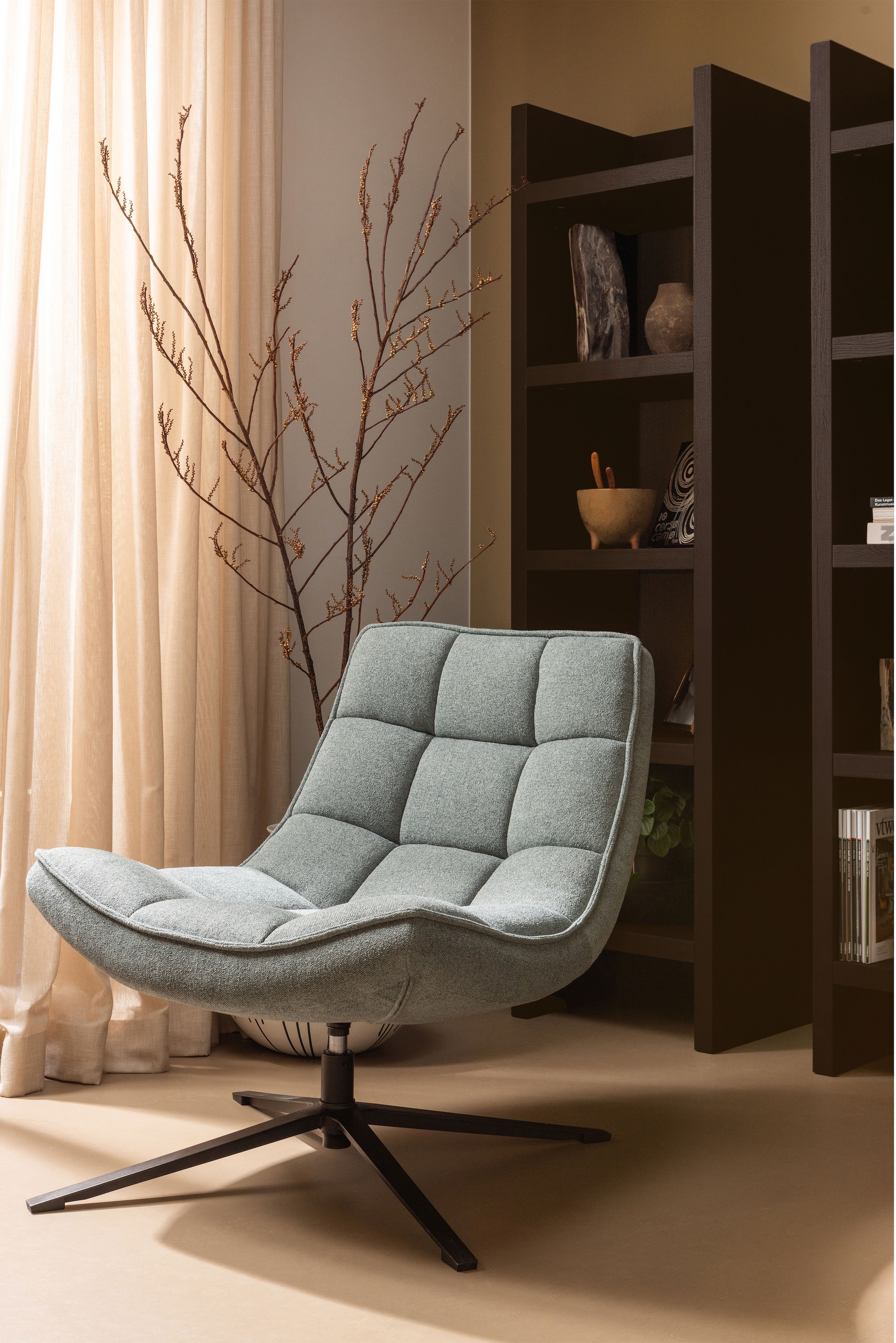 WOOOD Drehsessel »Maudi«, Metallgestell, gepolstert mit gewebtem Stoff, H 84 cm x B 74 cm