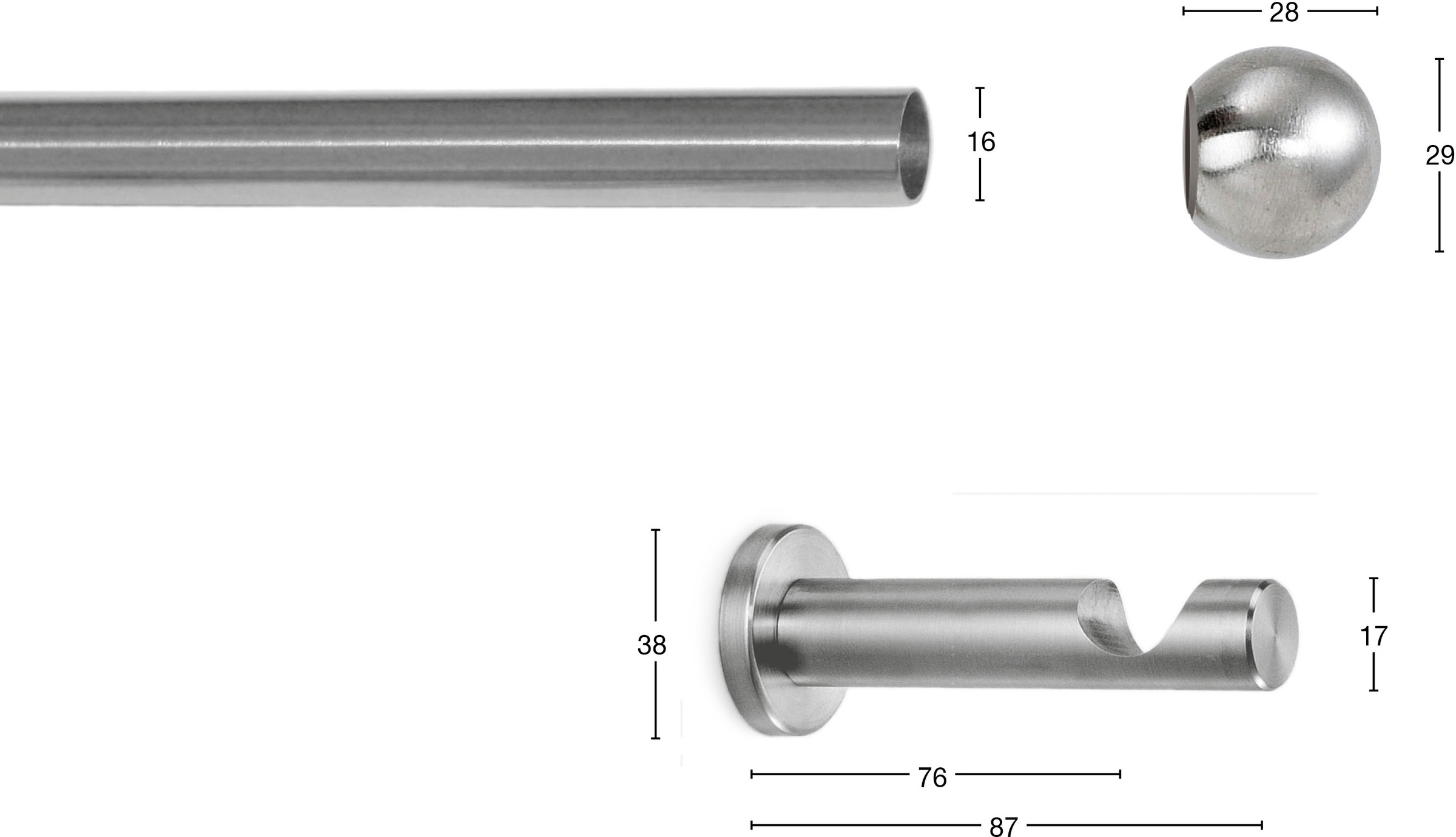 GARESA Gardinenstange »KUGEL« Ø 16 mm 1 läufig-läufig Wunschmaßlänge Vorhan günstig online kaufen