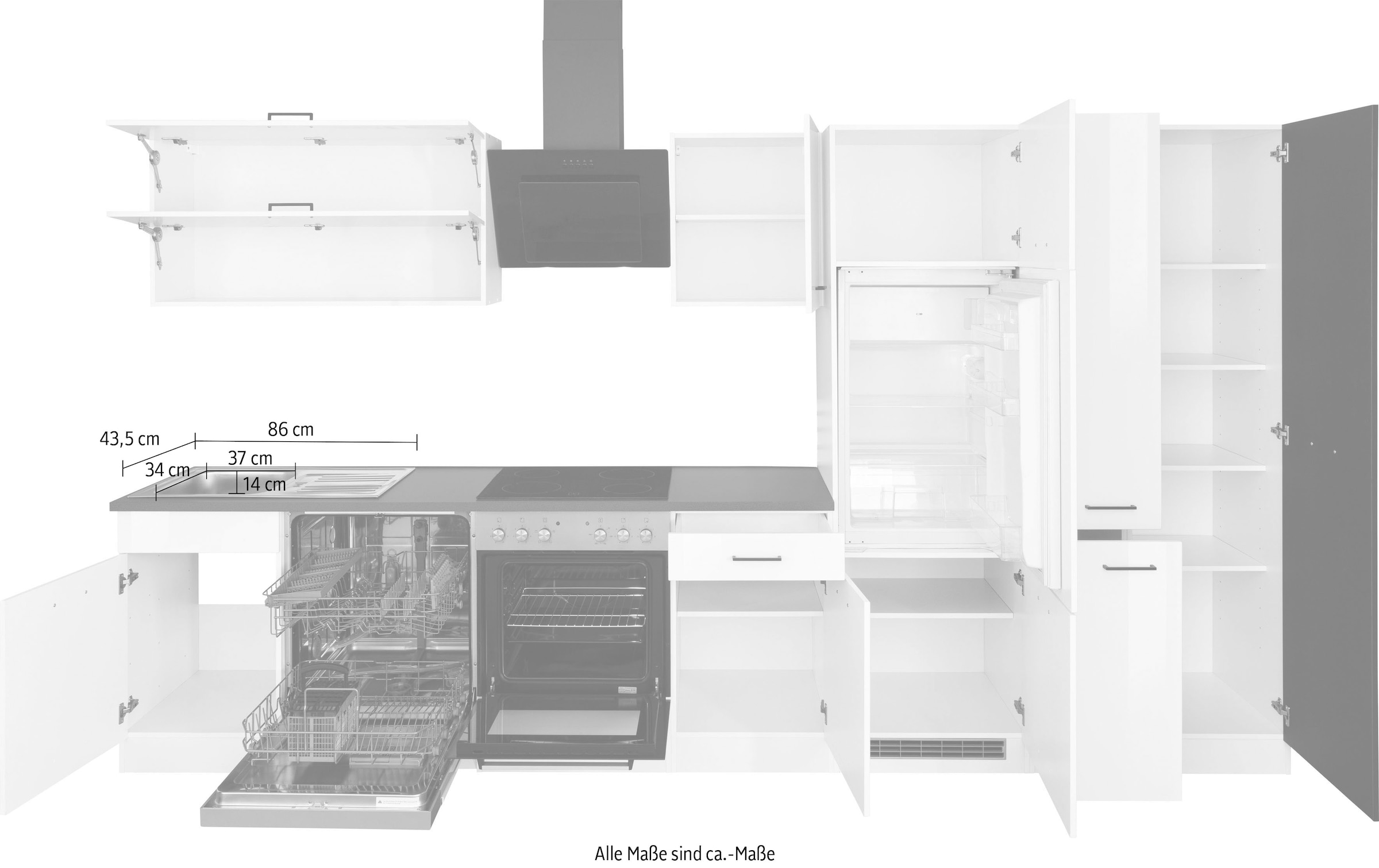 KOCHSTATION Küchenzeile »KS-Trier«, ohne E-Geräte, Breite 360 cm