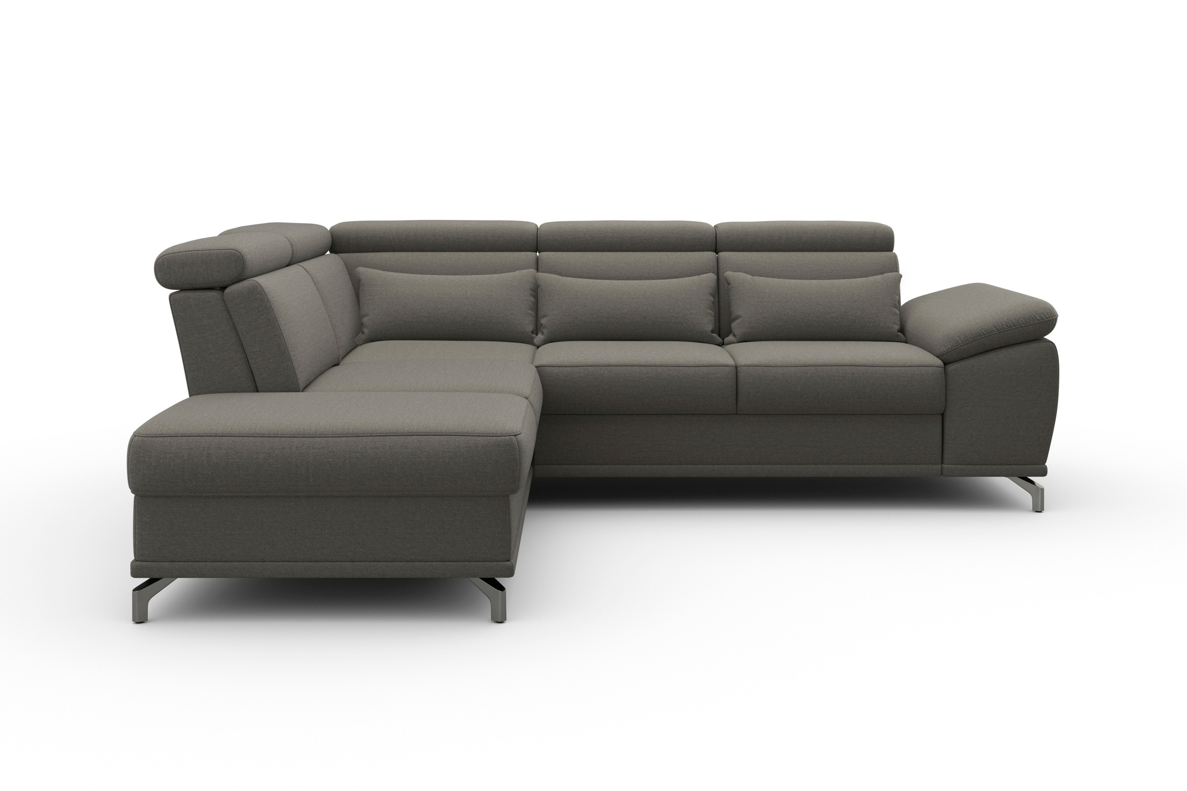 sit&more Ecksofa »Cabrio L-Form, mit Sitztiefenverstellung, Arm- und Kopfteilverstellung«, 3 Nierenkissen, Federkern, optional Bettfunktion und Stauraum