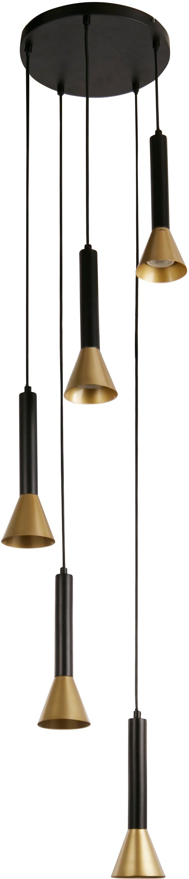 Searchlight Hängeleuchte »Signal 5Lt Multi-Drop Pendant - Black & Gold Metal« GU10 1 Stk.