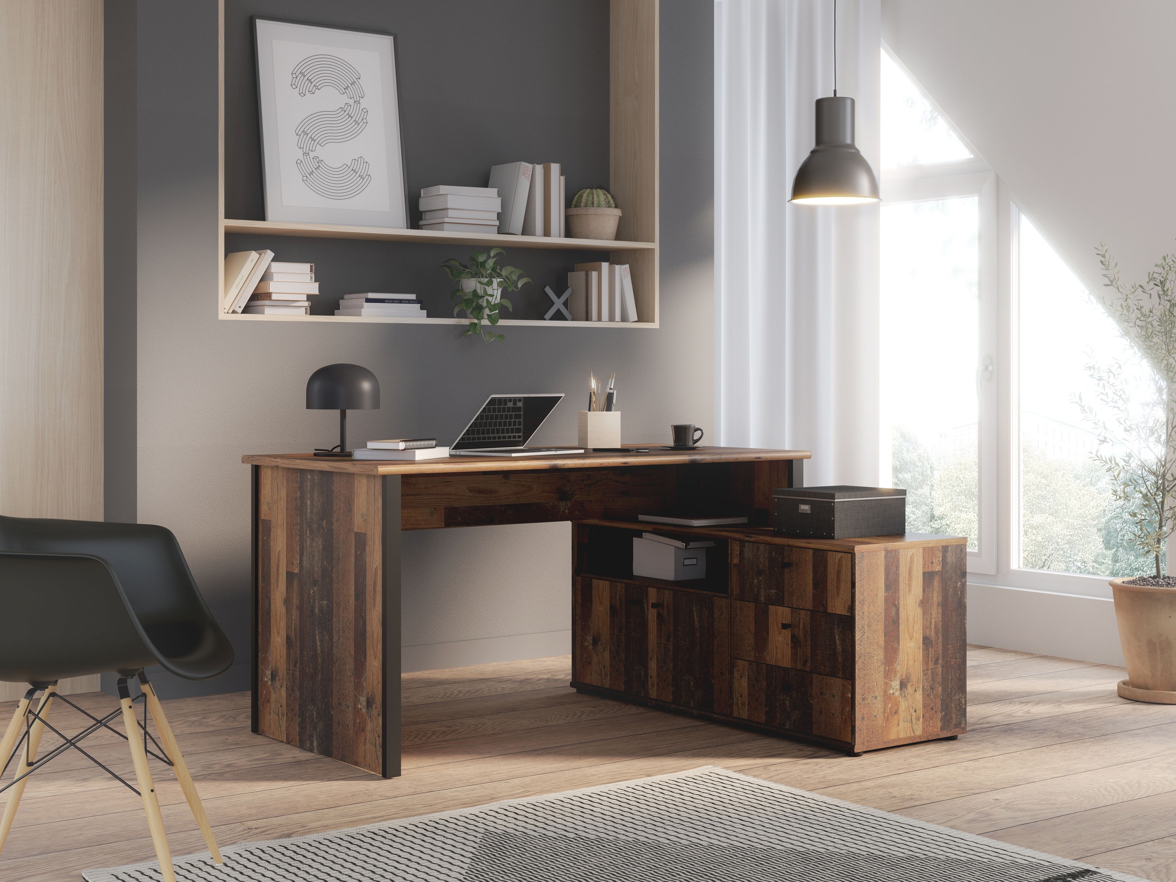 FORTE Eckschreibtisch »Tempra«, viel Stauraum, Breite 151 cm günstig online kaufen