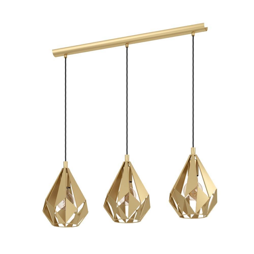 EGLO Hängeleuchte »CARLTON«, 3 flammig, Leuchtmittel E27 | ohne Leuchtmittel, Pendelleuchte, Hängeleuchte im Retro-Design in Gold, Hängelampe
