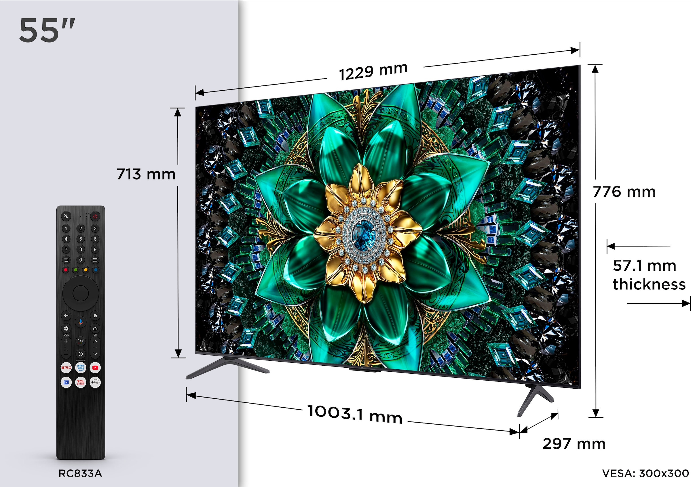 TCL QLED Mini LED-Fernseher »55Q6CX1«, Smart-TV-Google TV, 144 Hz, 4K HDR Premium, Smart TV, Apple TV, Multi-HDR und Dolby Vision