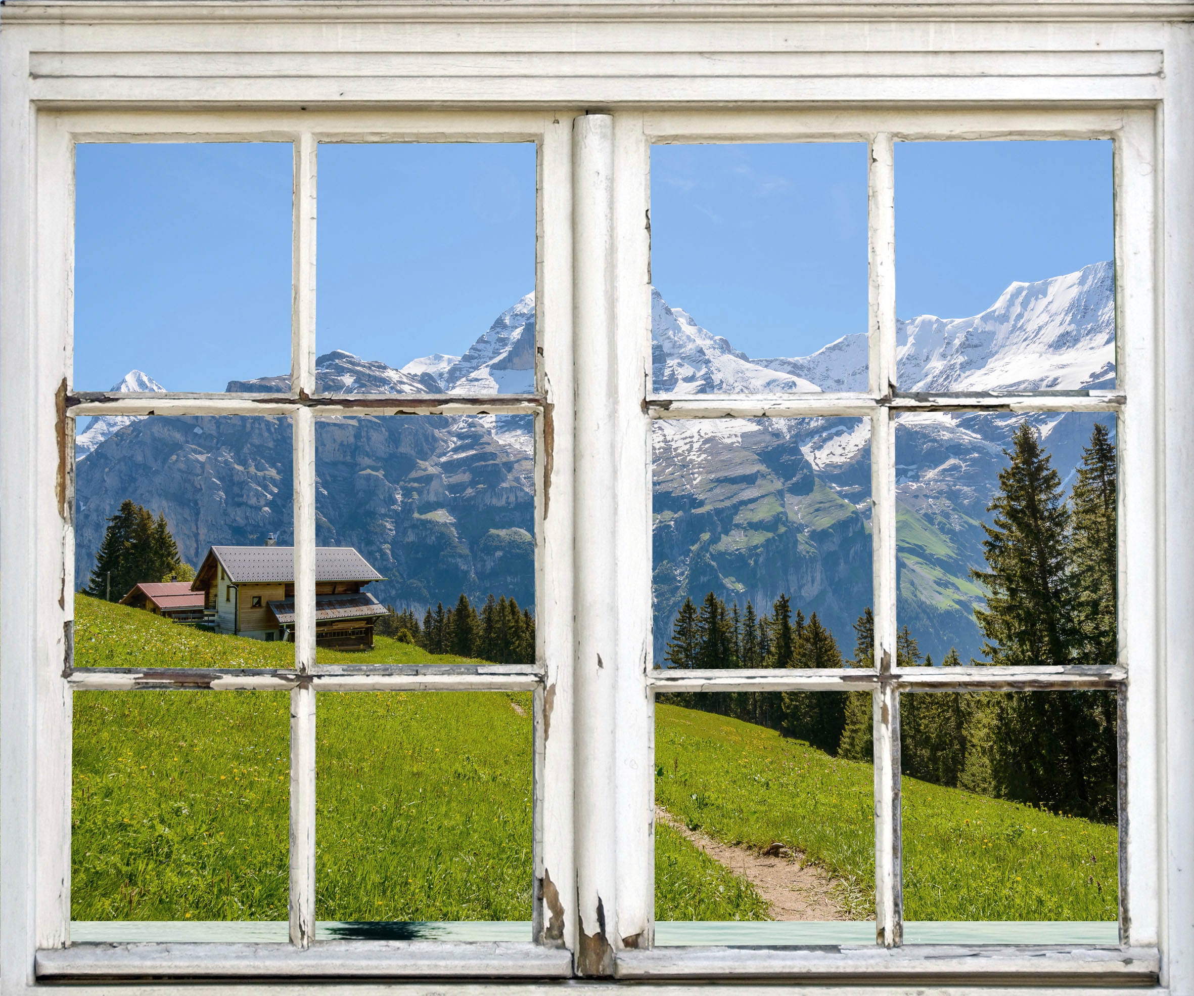 queence Wandsticker »Hütte in den Bergen«, Wandsticker, Wandbild, selbstkle günstig online kaufen