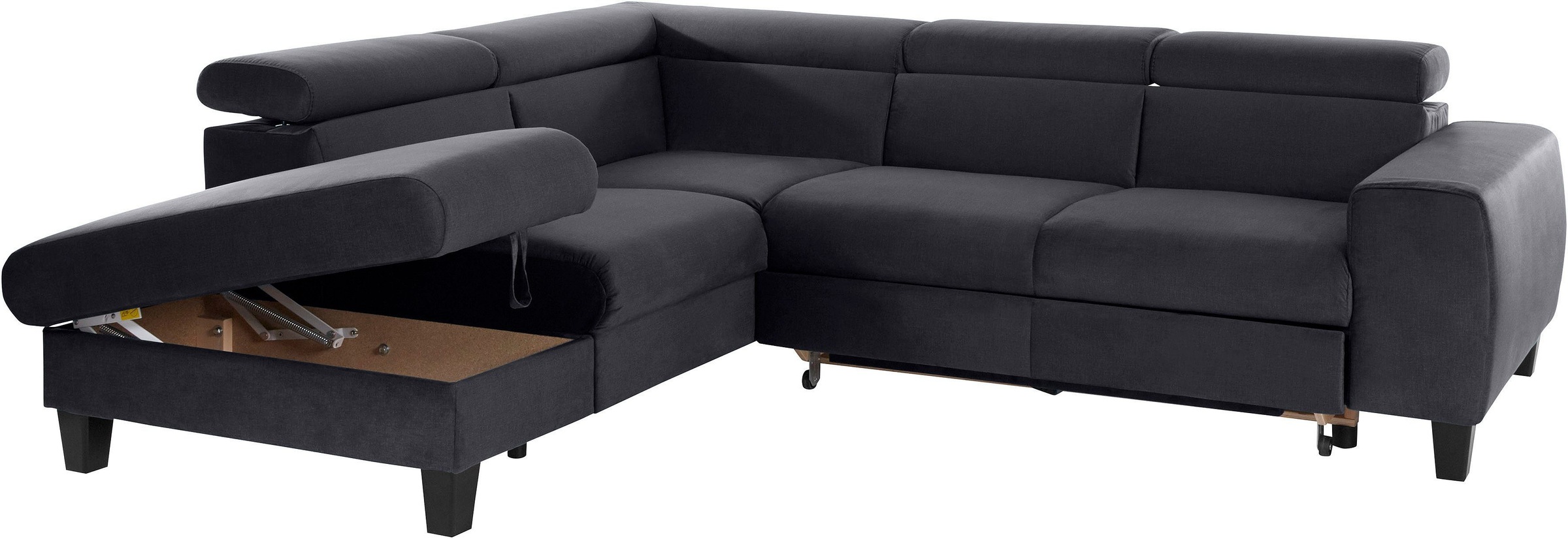 COTTA Polstergarnitur »Morven L-Form«, (Set), Set bestehend aus: Ecksofa mit Kopfteilverstellung & Hocker