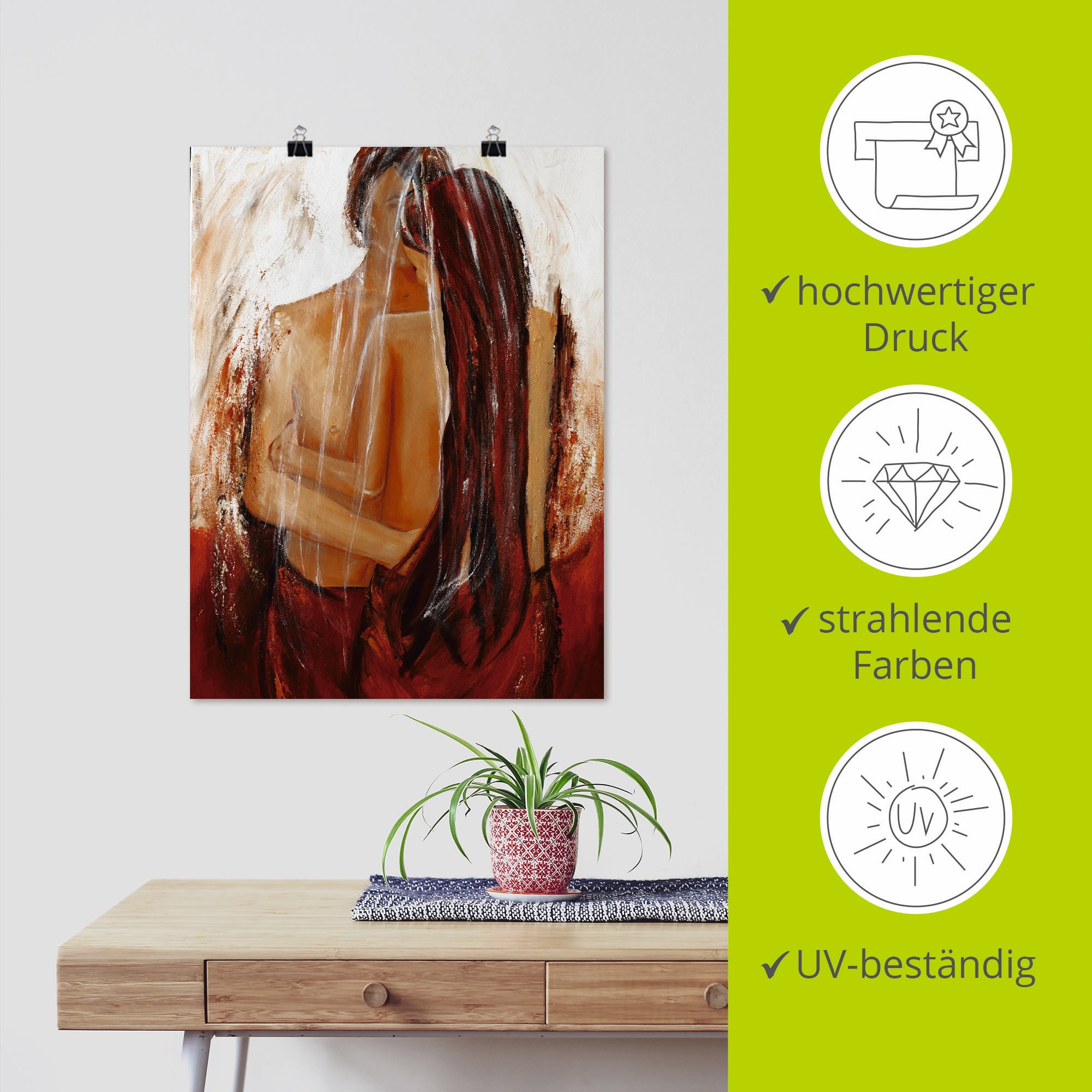 Artland Wandbild »Liebespaar in rot«, Paar, (1 St.), als Leinwandbild, Poster, Wandaufkleber in verschied. Größen