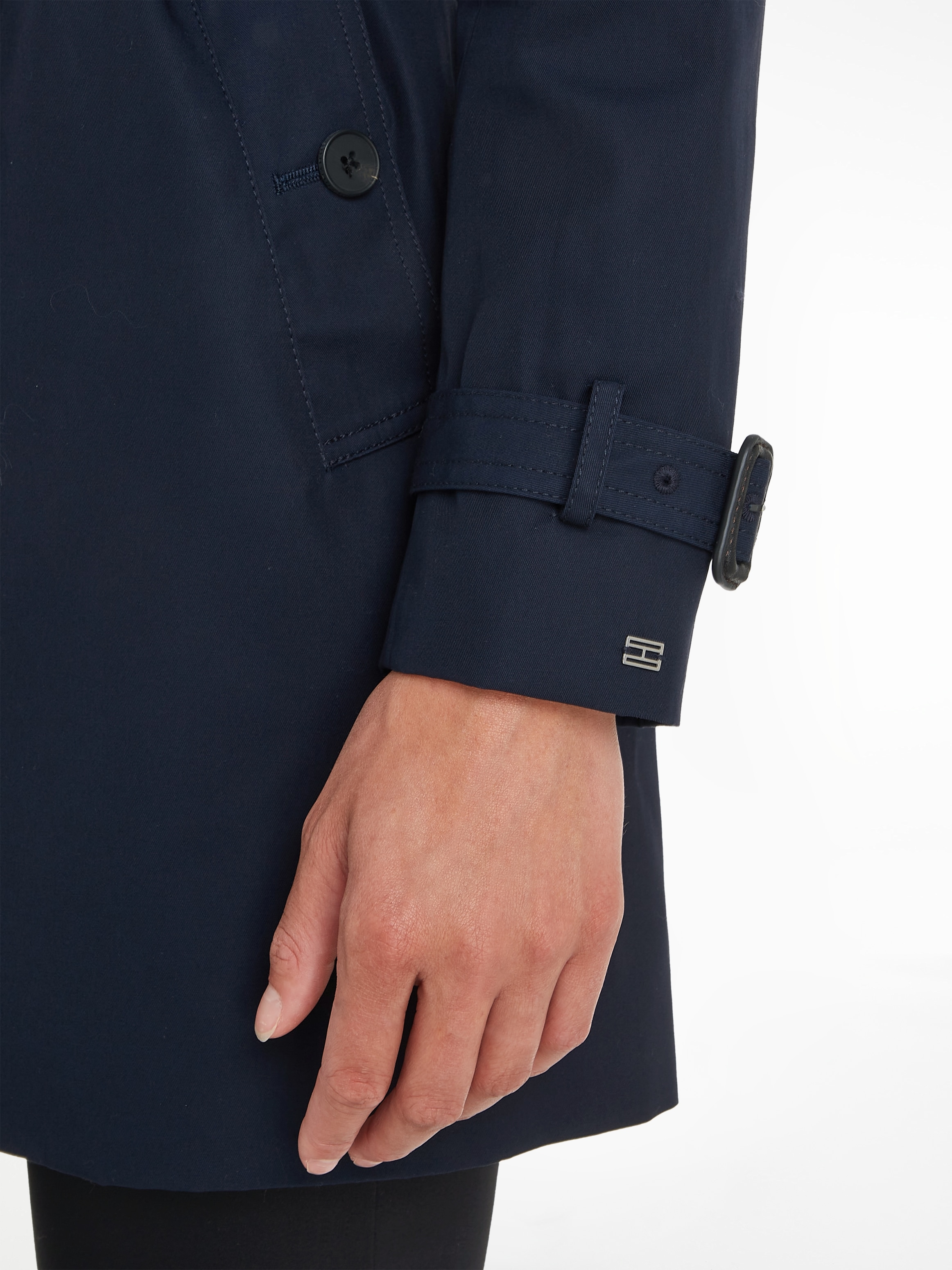 Tommy Hilfiger Langjacke »HERITAGE SINGLE BREASTED TRENCH«, mti den typischen Trenchdetails & Tommy Streifen als Gürtelschlaufe