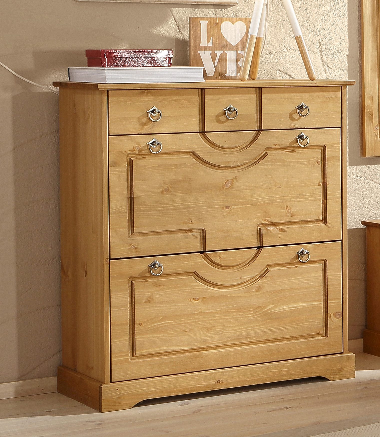 Home affaire Schuhkommode »Klera« Breite 81 cm, aus massiver Kiefer, FSC®-z günstig online kaufen