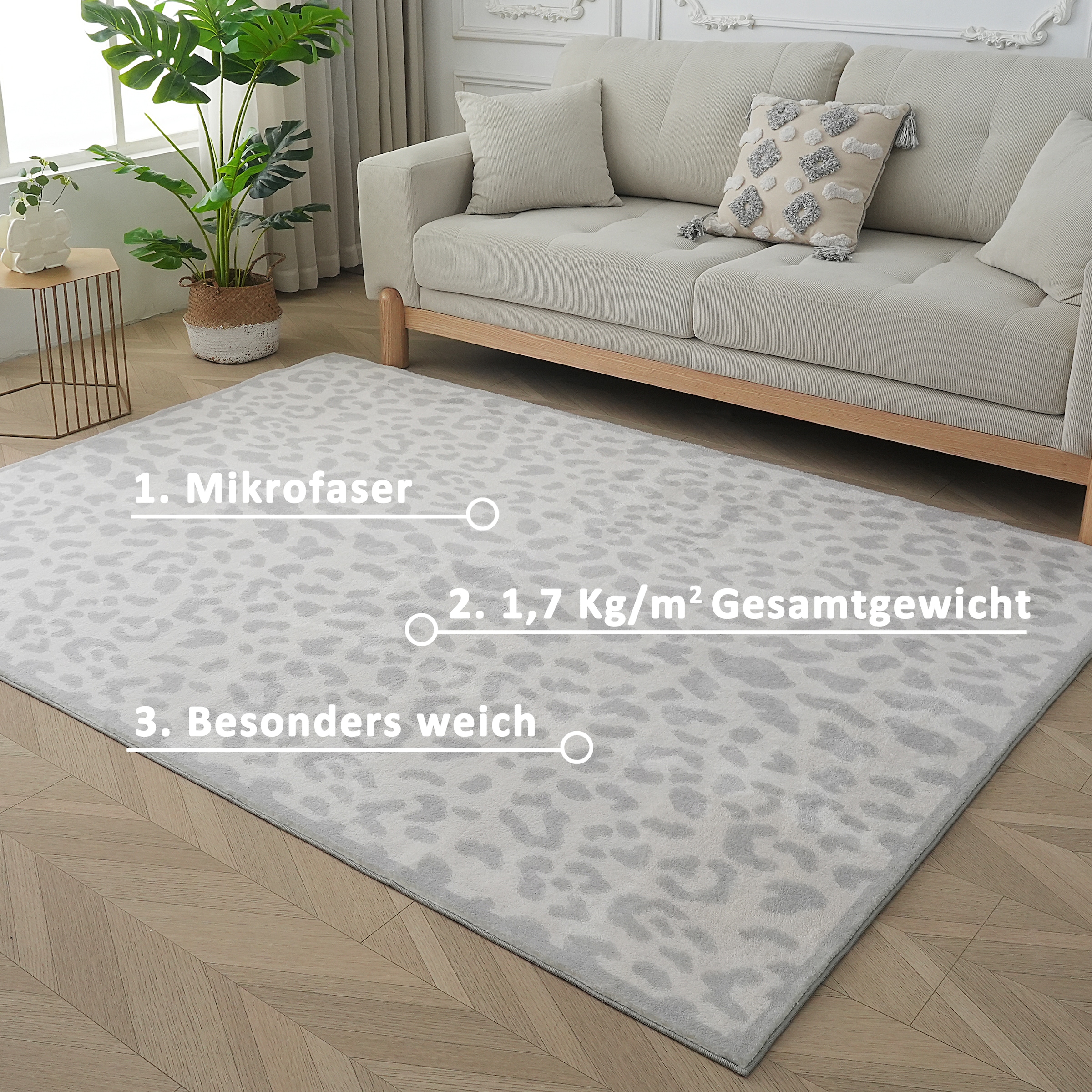 OTTO home Teppich »Leo, mit trendigem Leopardenmuster, waschbar« rechteckig 12 mm Höhe kuschelig & weich, modern, Animal Print, Wohnzimmer, Schlafzimmer