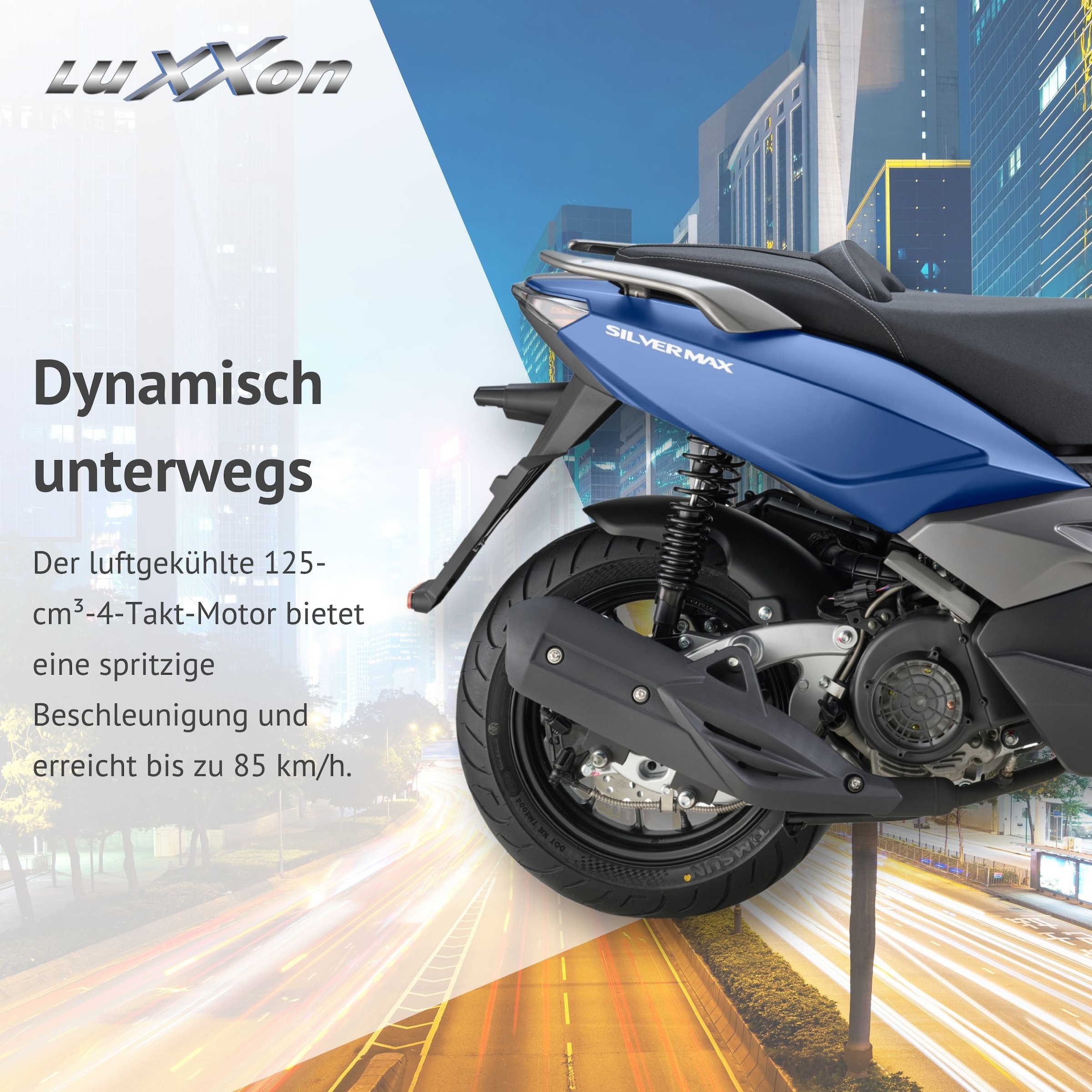 Luxxon Motorroller »Silvermax 125 (85 km/h), E5+, Maxi-Scooter, matt-anthrazit« 125 cm³ 85 km/h Euro 5+ 9,9 Euro 5+, Windschild, CBS, USB-Anschluss, Maxi-Scooter, Keyless Go
