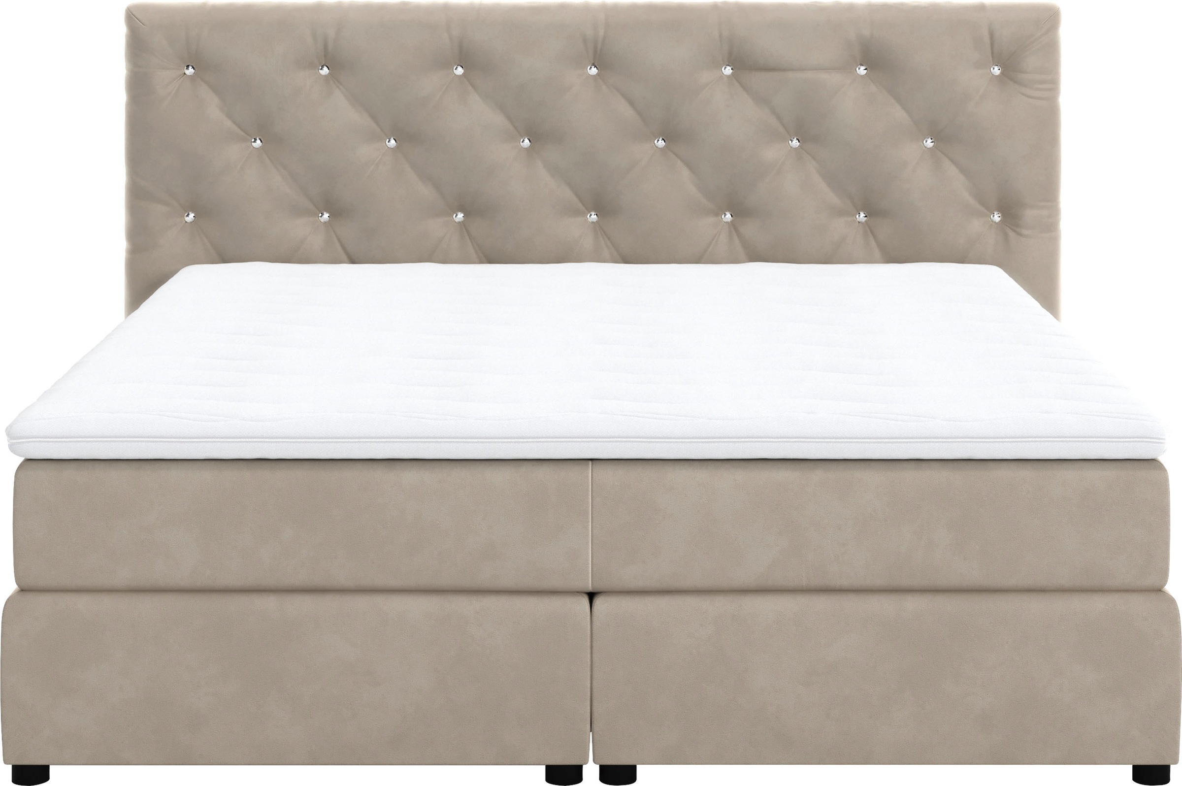 COTTA Boxspringbett »Castle«, mit Strasssteinen im Kopfteil, inkl. Topper