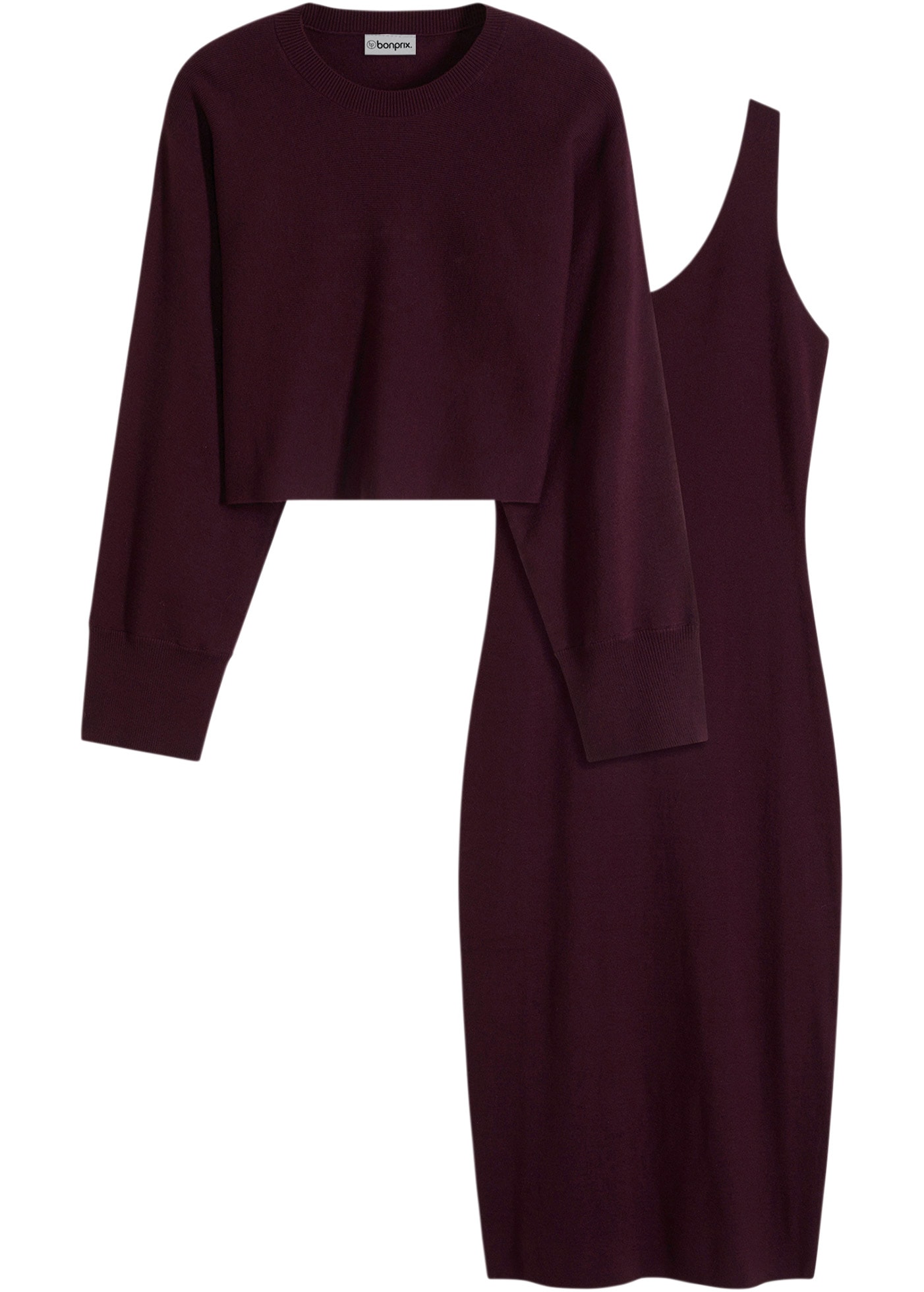 bonprix Strickkleid Set, 2 tlg. für Frühjahr und Sommer, aus Viskose-Mischung, lässige Passform