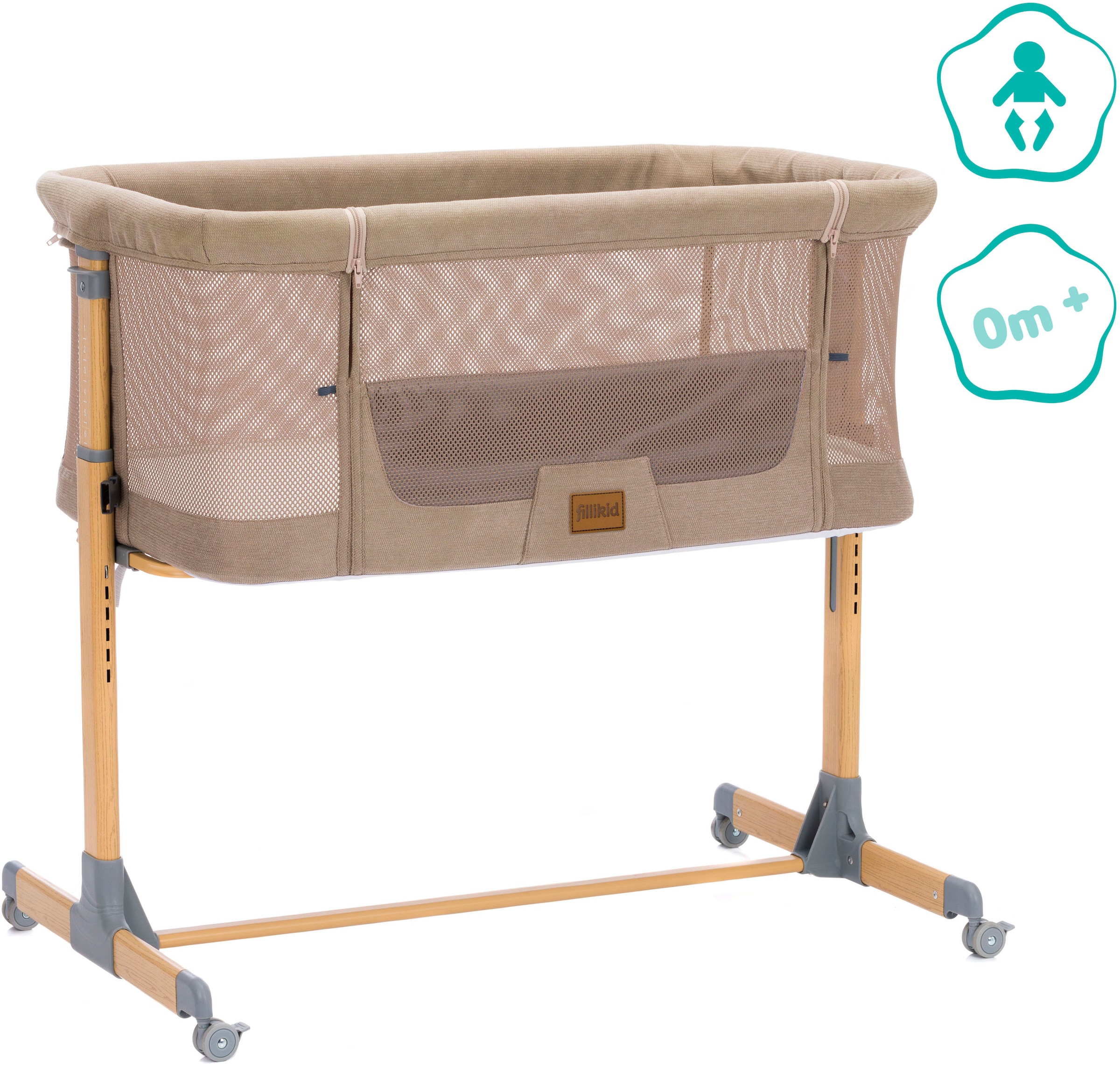 Fillikid Beistellbett »Air caramel inkl. Rollen«