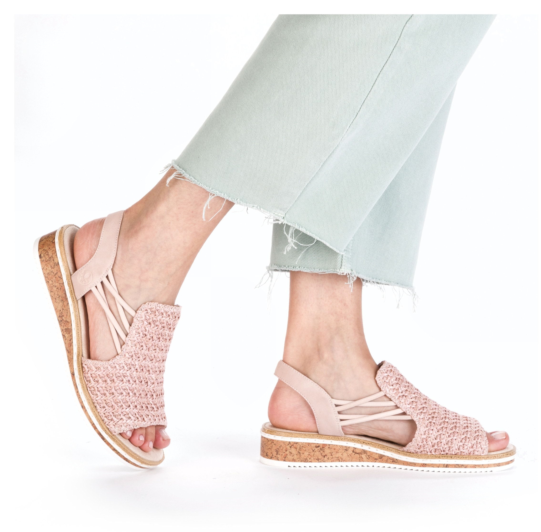 Rieker Sandale, Sommerschuh, Sandalette, Keilabsatz, mit seitlichen Gummizügen