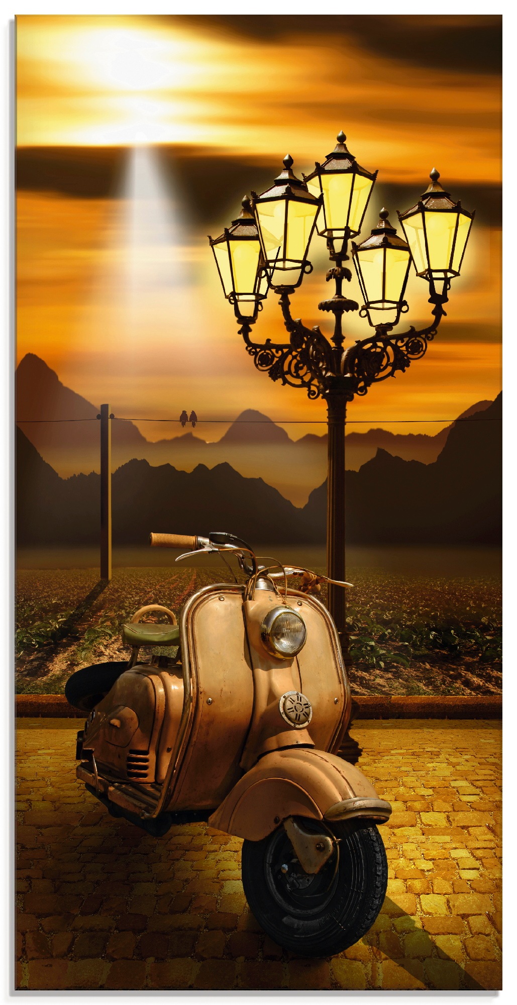 Artland Glasbild »Oldtimer Motorroller romantisch« Motorräder & Roller 1 St günstig online kaufen