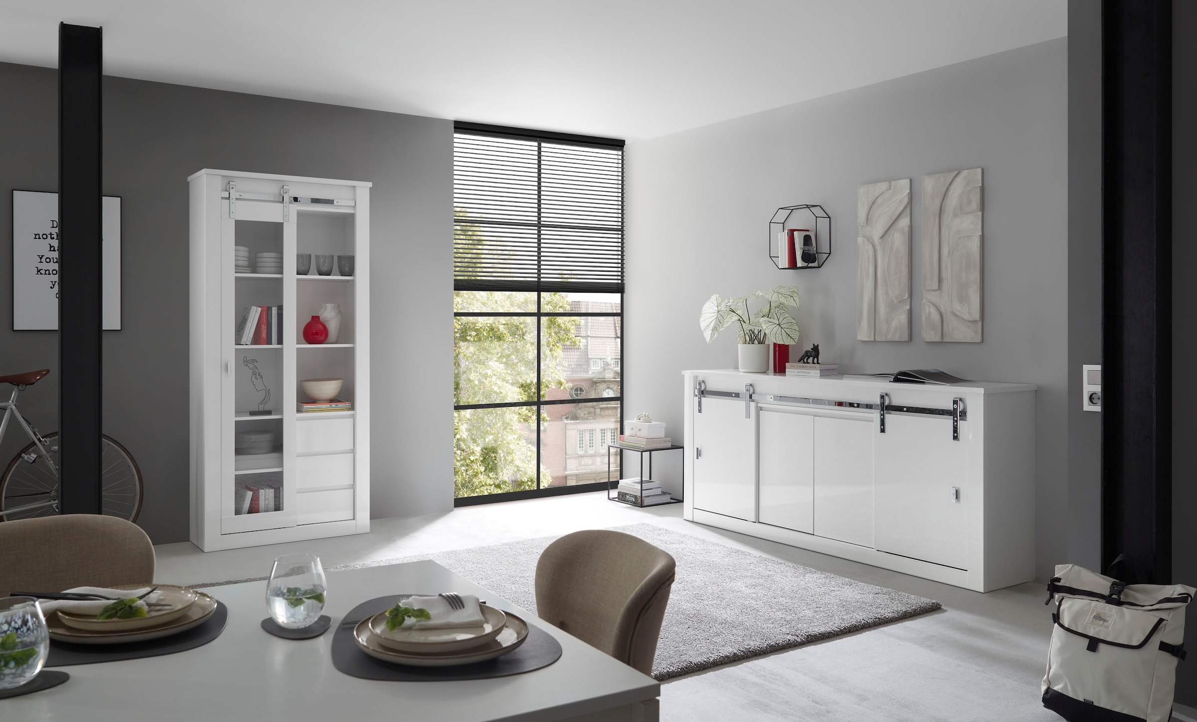 Home affaire Vitrine »Daytona, moderner Hochschrank, Glasvitrine in Weiß Hochglanz«