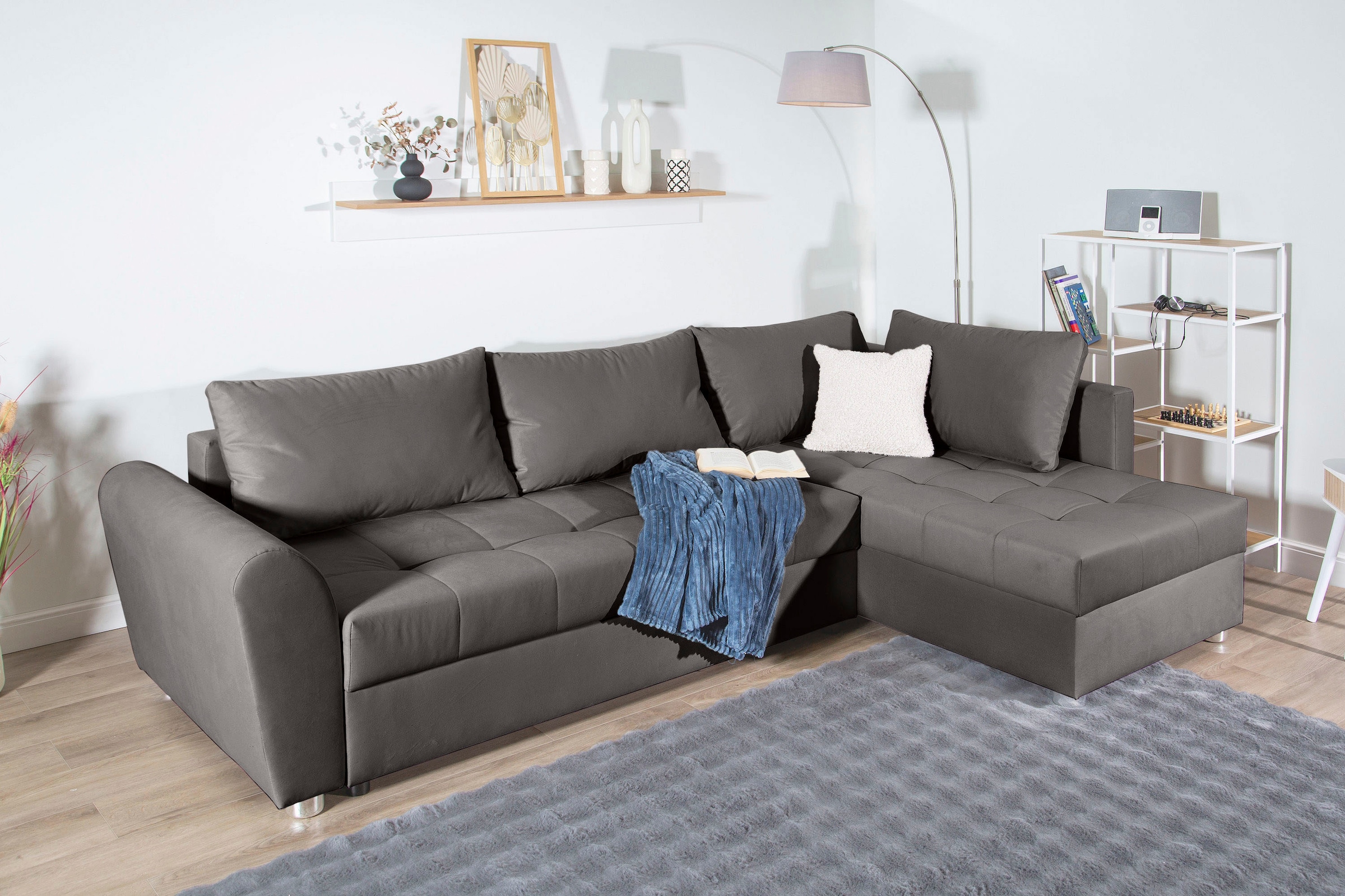 COLLECTION AB Ecksofa, Ecksofa,Bettfunktion,Bettkasten,Bonnelfederkern, Rückenkissen