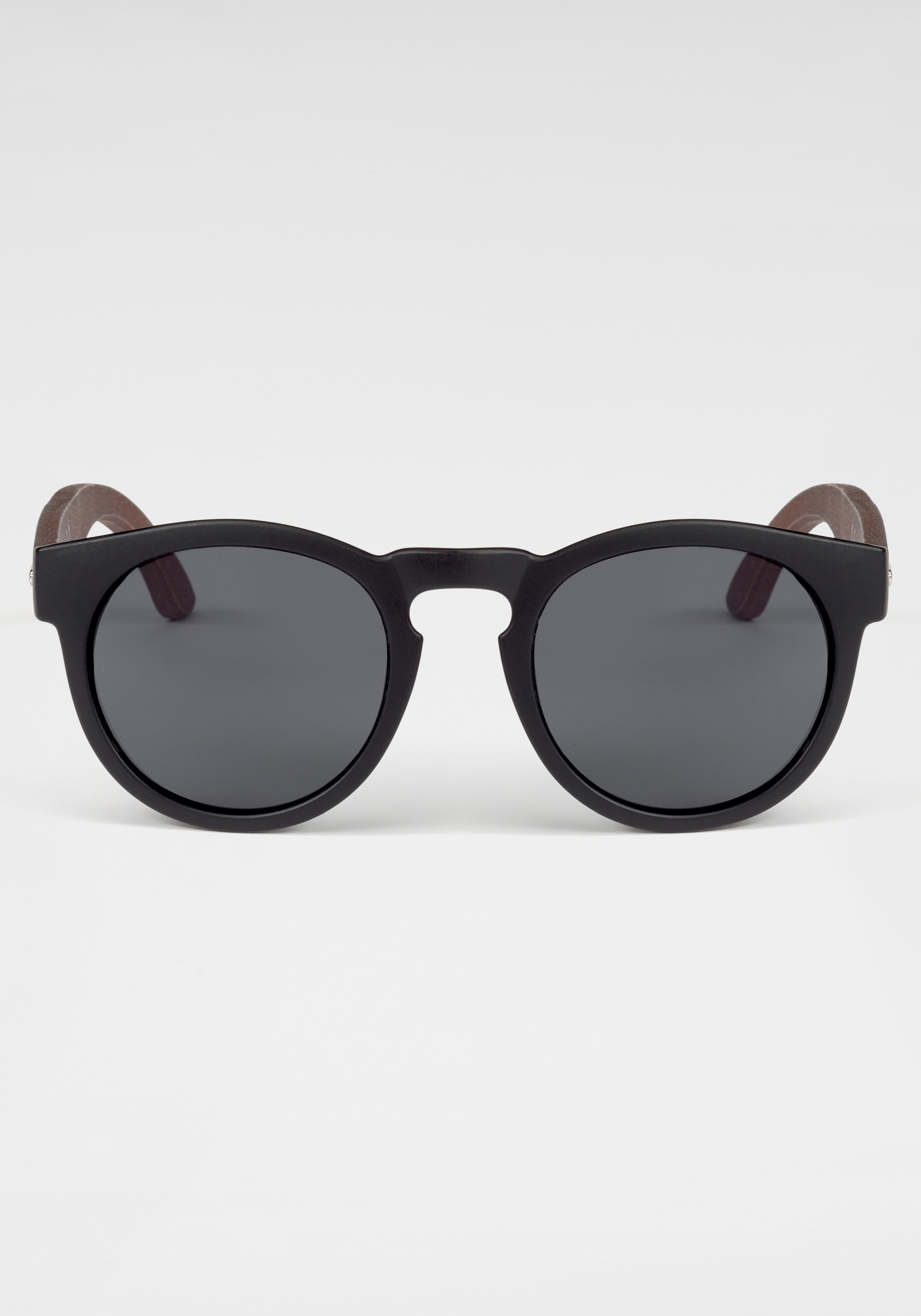 Gin Tonic Sonnenbrille, Runde Vollrandsonnenbrille mit Echtholzbügeln