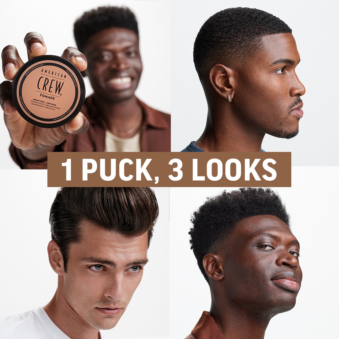 American Crew Styling-Creme »Pomade Duo Styling Set - Classic Pomade 85 gr + 50 gr«, (Set, 2 tlg.), Pomade für lockiges Haar, Shampoo-Probe für gepflegtes Männerhaar.