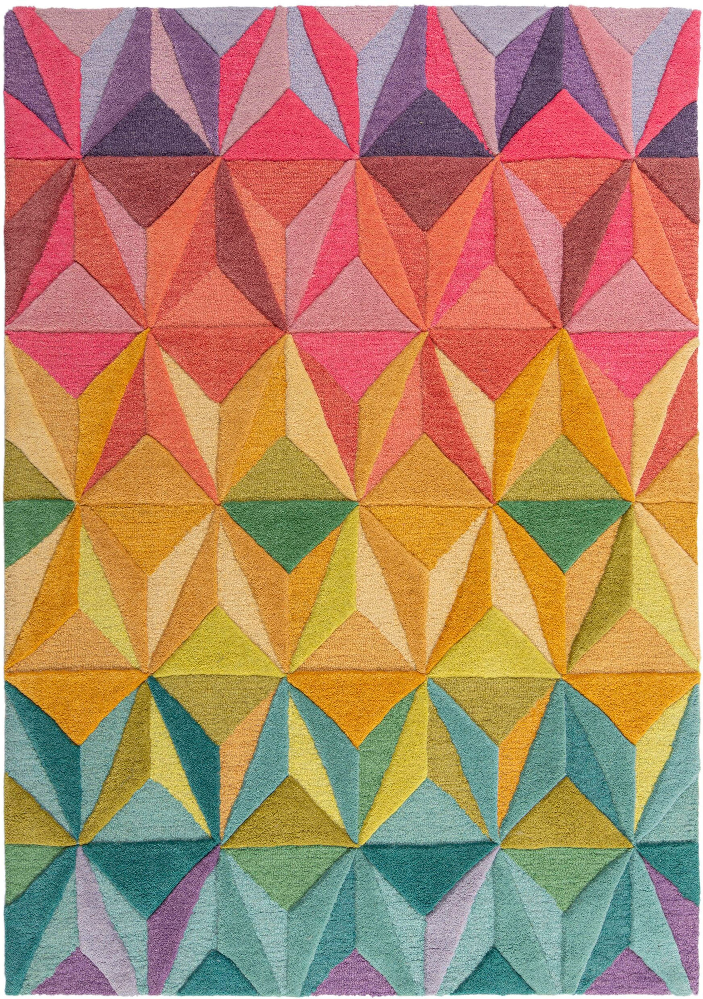 FLAIR RUGS Wollteppich »Reverie«, rechteckig, 10 mm Höhe, Geometrischer Tep günstig online kaufen